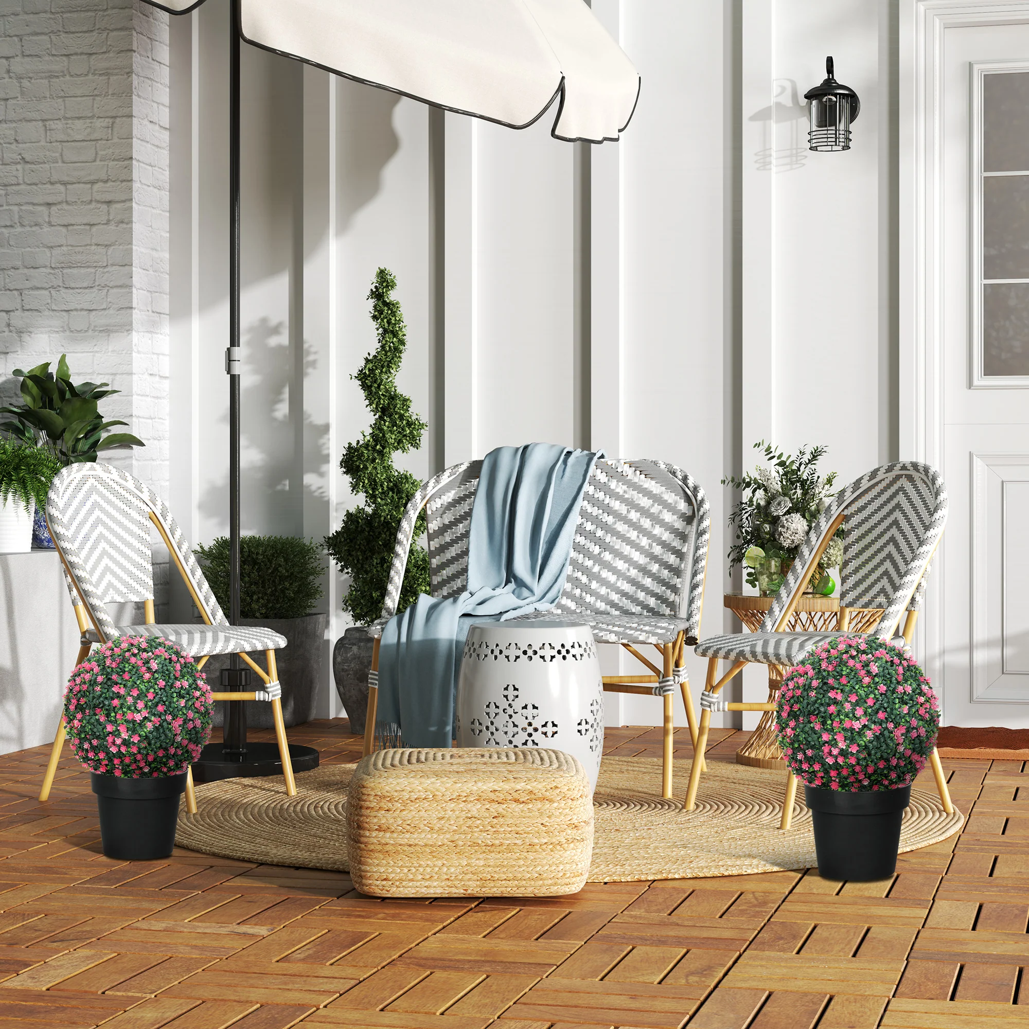 HOMCOM Set Of 2 Artificial Topiary Balls Indoor Outdoor Faux Boxwood Balls - Image 9