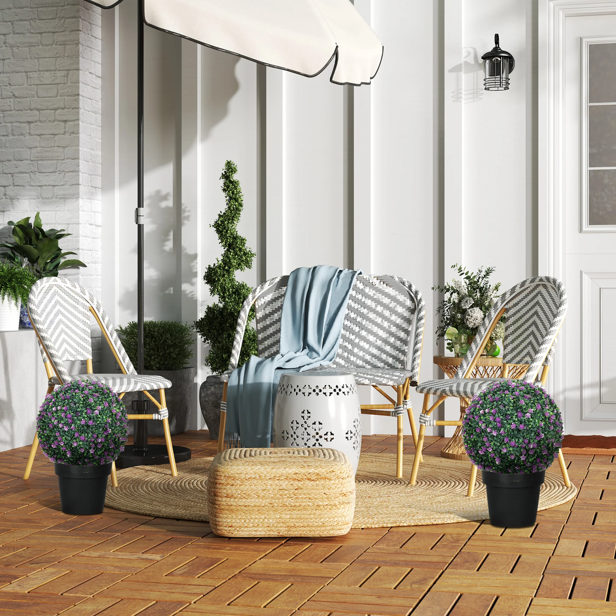 HOMCOM Set Of 2 Artificial Topiary Balls Indoor Outdoor Faux Boxwood Balls - Image 9