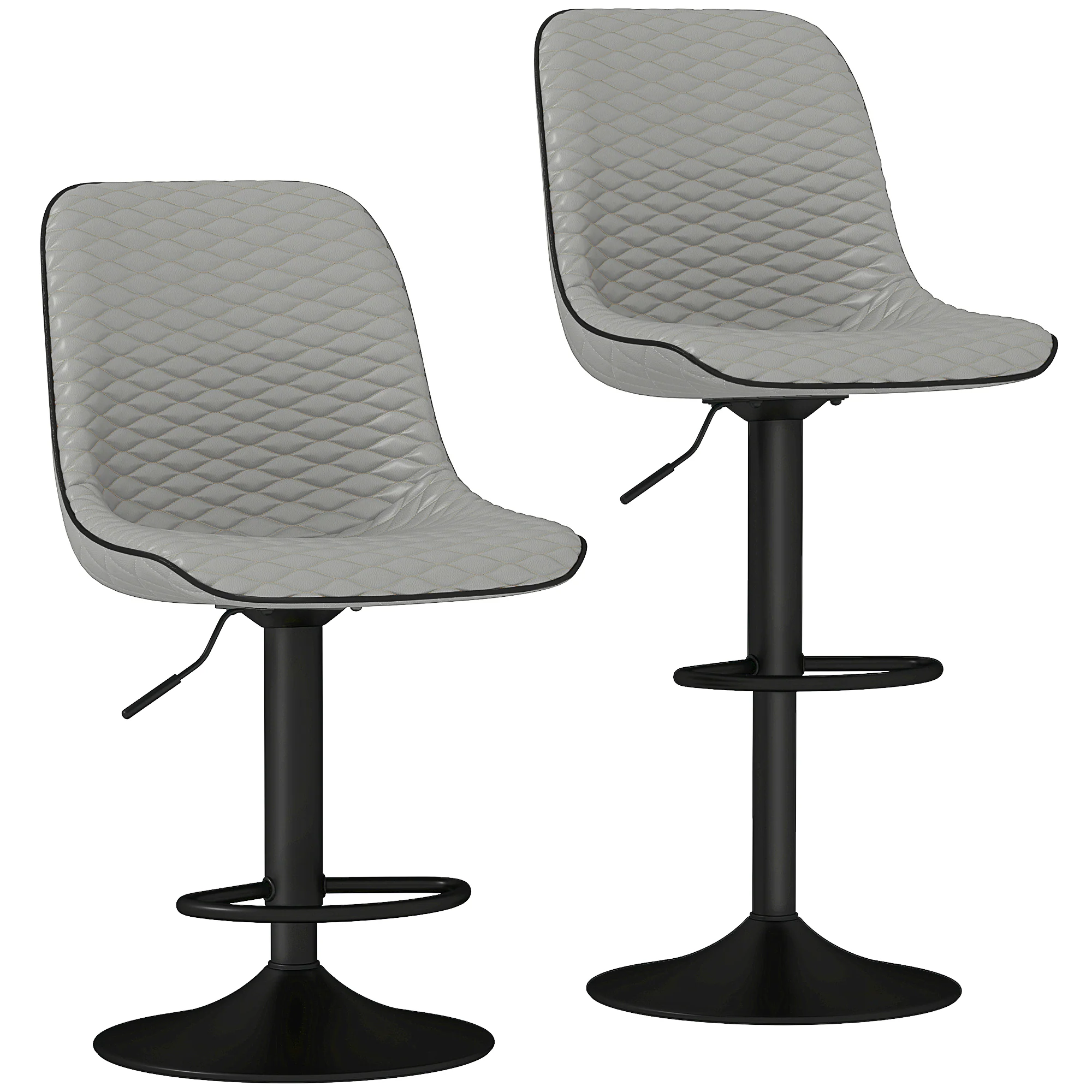 HOMCOM Set of 2 Bar Stools, Adjustable Swivel Breakfast Barstools - Image 10