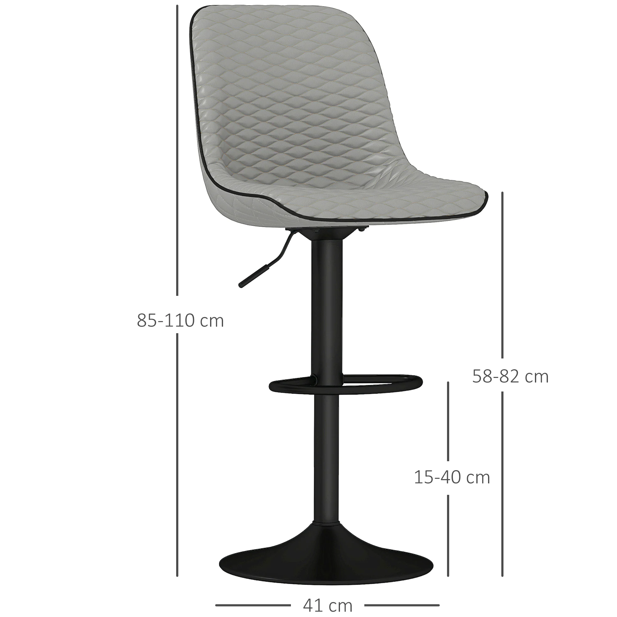 HOMCOM Set of 2 Bar Stools, Adjustable Swivel Breakfast Barstools - Image 14