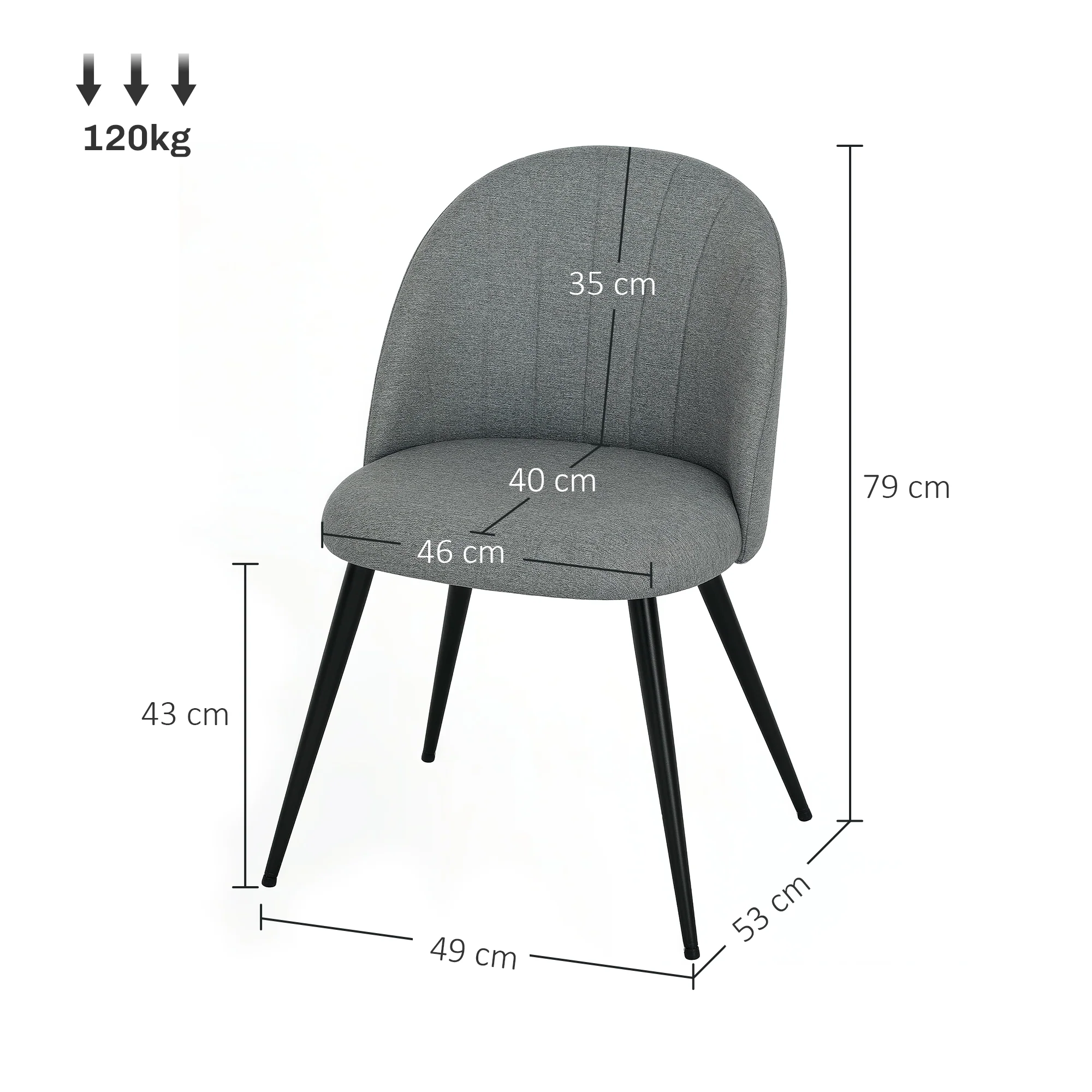HOMCOM Set of 2 Dining Chairs with Shell Backrest and Padded Seat - Image 23