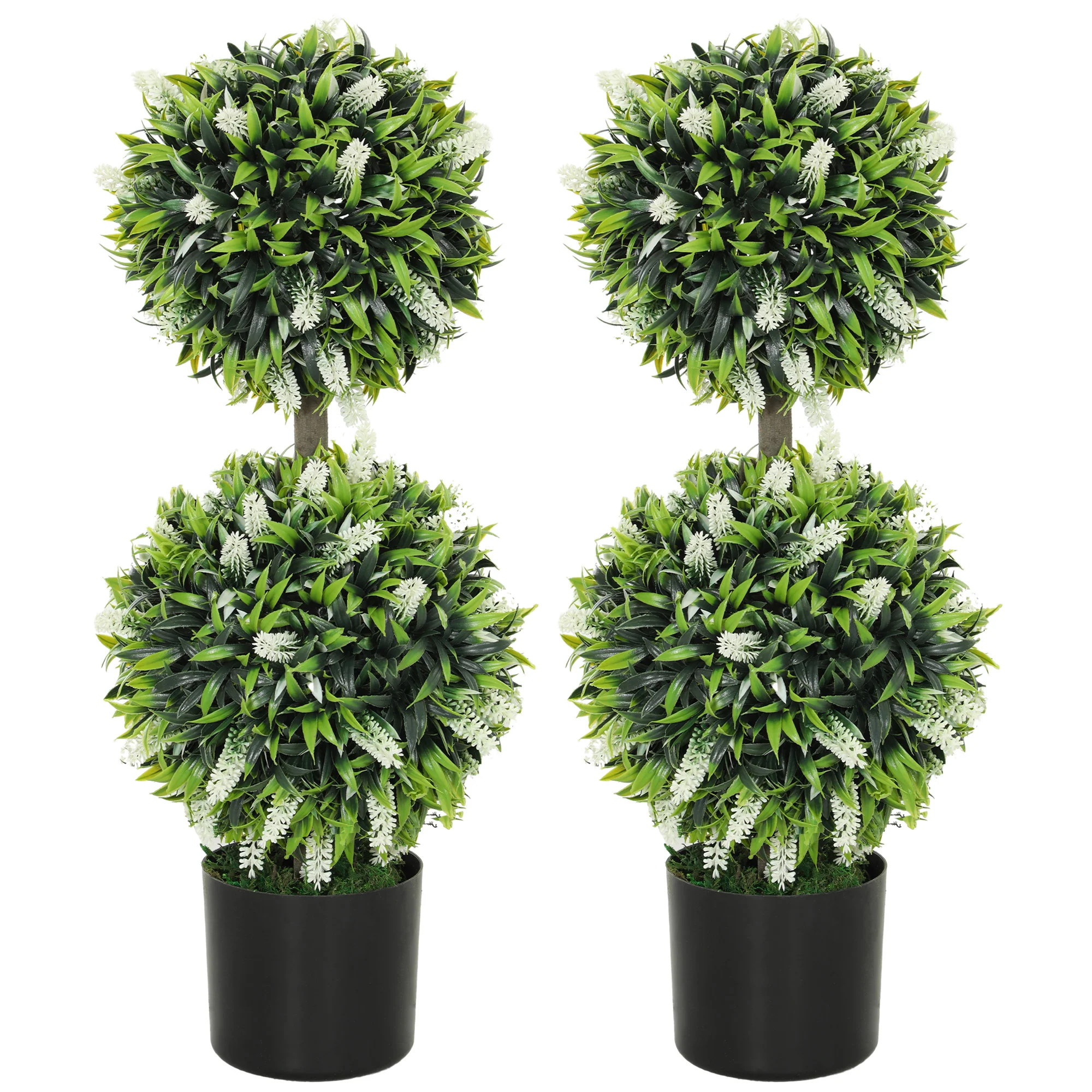 HOMCOM Set Of 2 Potted Artificial Plants With Lavender Flowers - Image 19