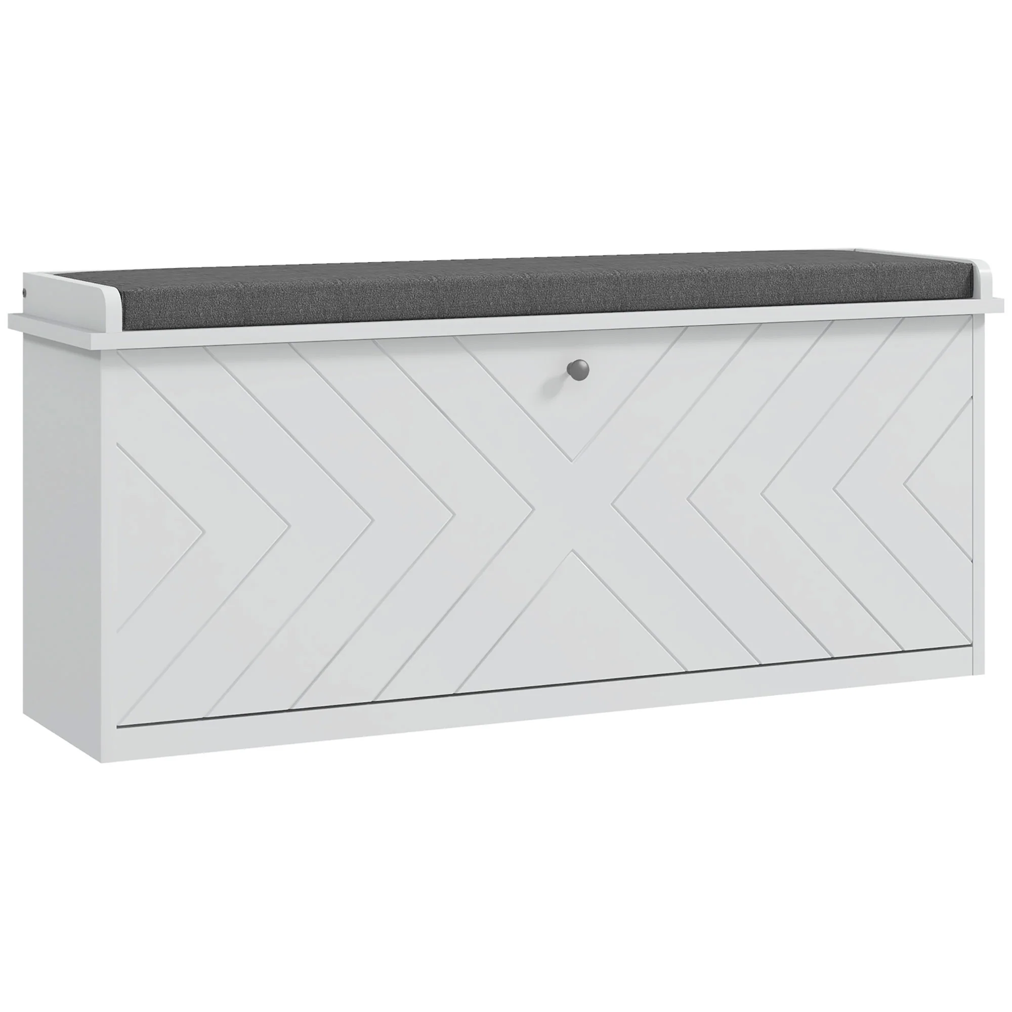 HOMCOM Shoe Bench With Flip Drawer, Cushion, 10 Pairs For Entryway White