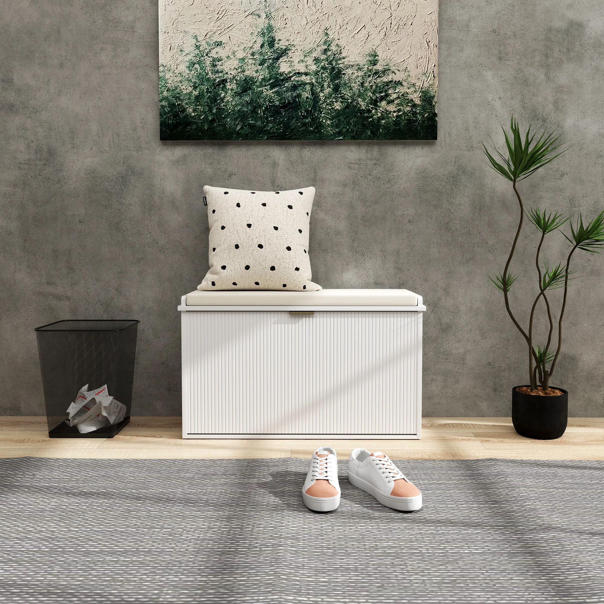 HOMCOM Shoe Storage Bench With Cushion And Flip-Drawer 80x26x47.5cm - Image 16