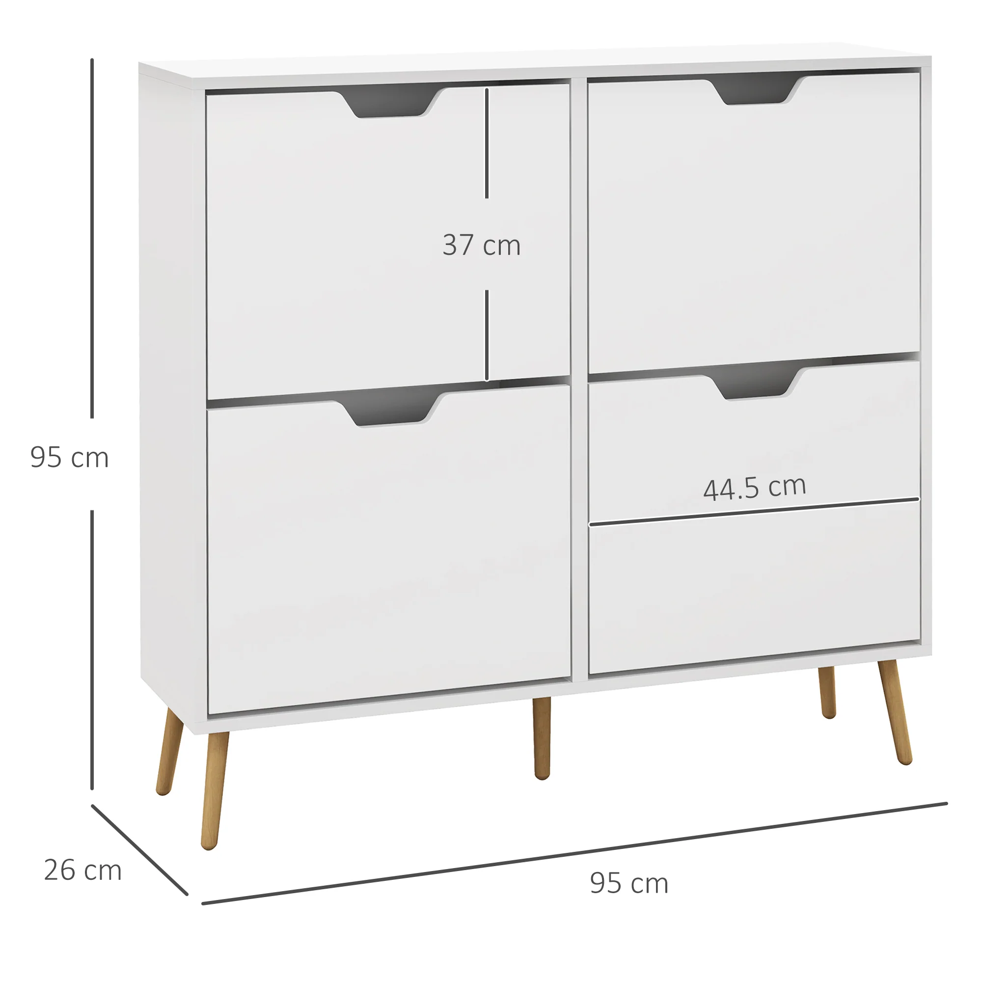 HOMCOM Shoe Storage Cabinet with 4 Flip Drawers for 16 Pairs of Shoes, White - Image 5