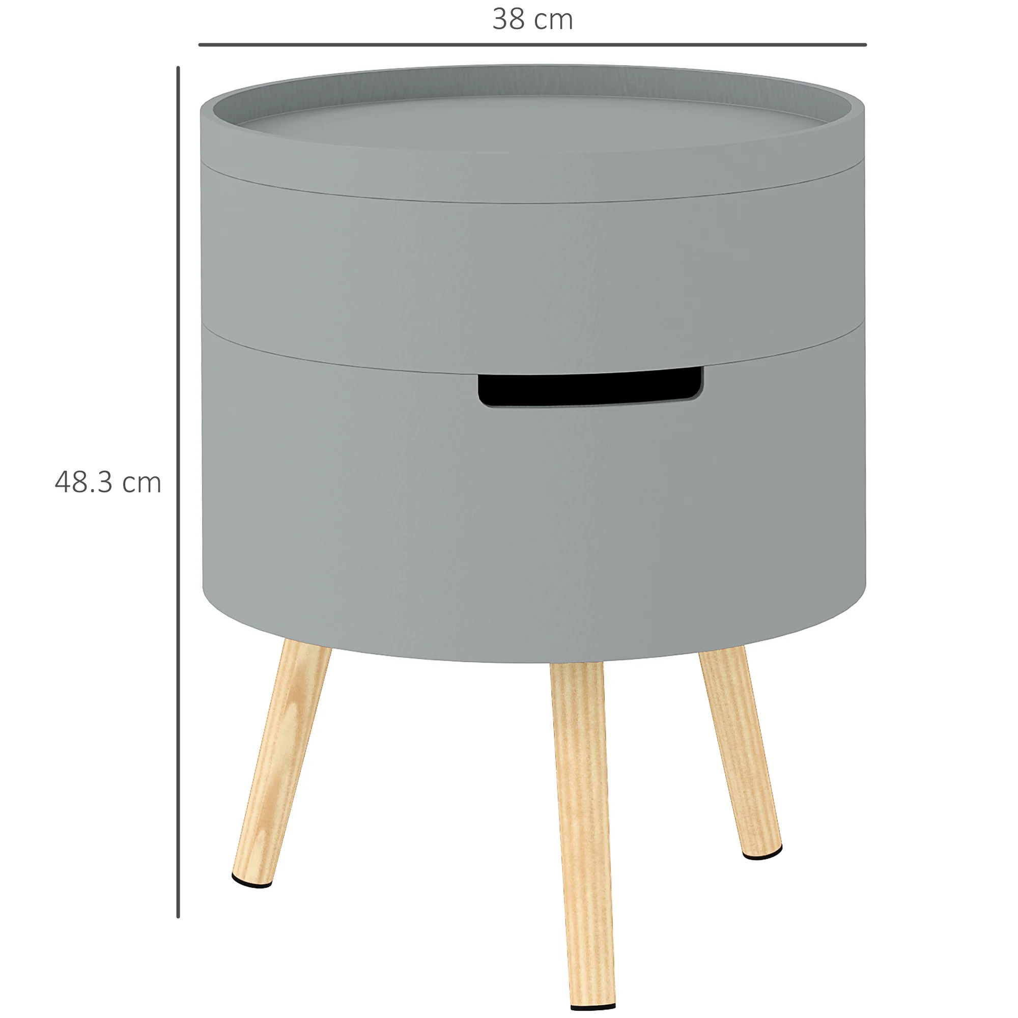 HOMCOM Side Coffee Table End Desk Night Stand w/ Detachable Tray, Grey - Image 5