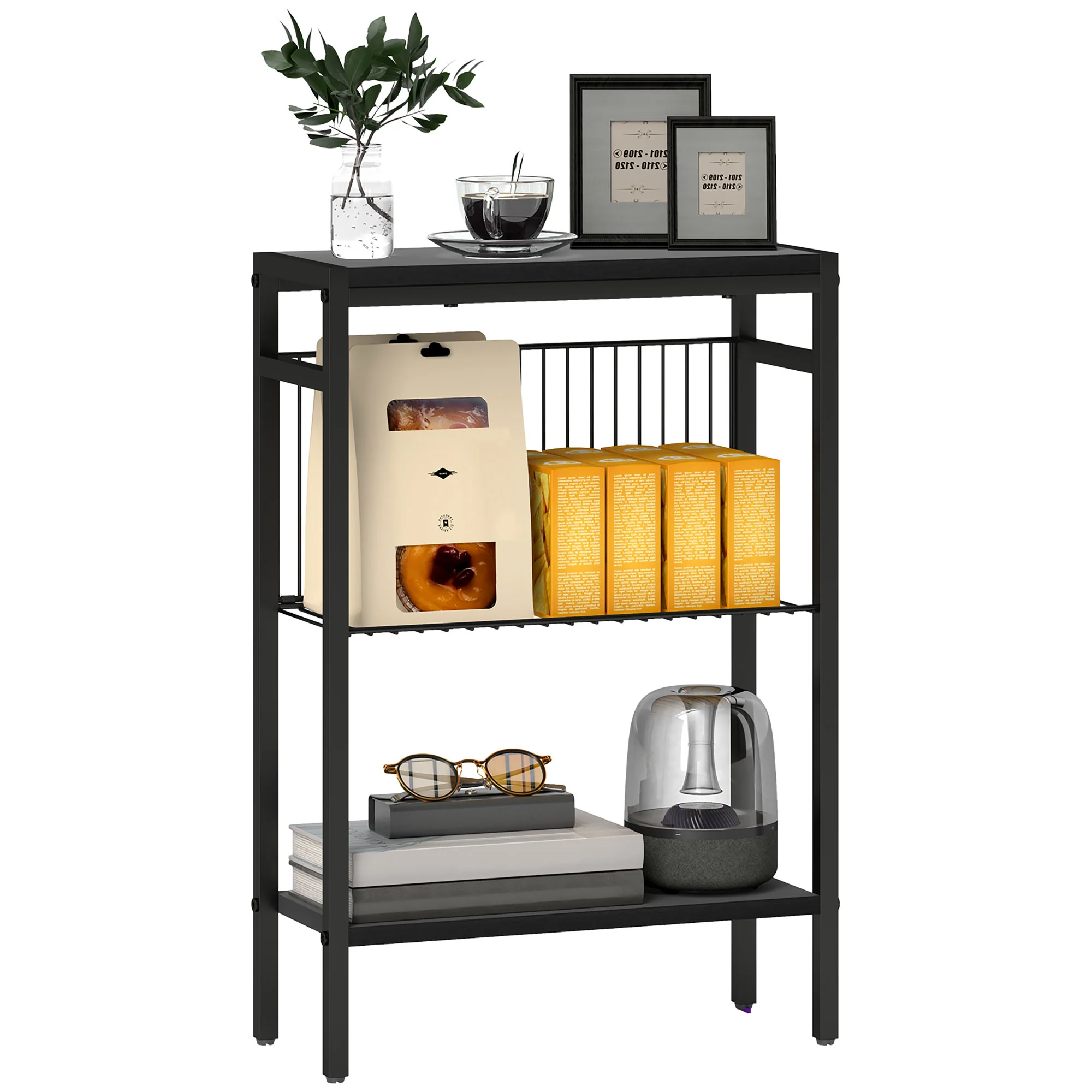 HOMCOM Side Table With Storage, Small Table For Living Room, Bedroom - Grey/Black - Image 10