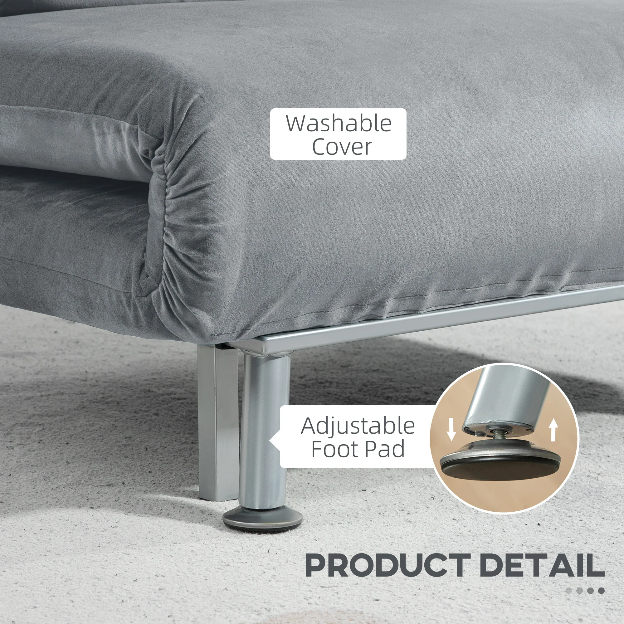 HOMCOM Single Folding 5 Position Convertible Sleeper Chair Sofa Bed - Image 7