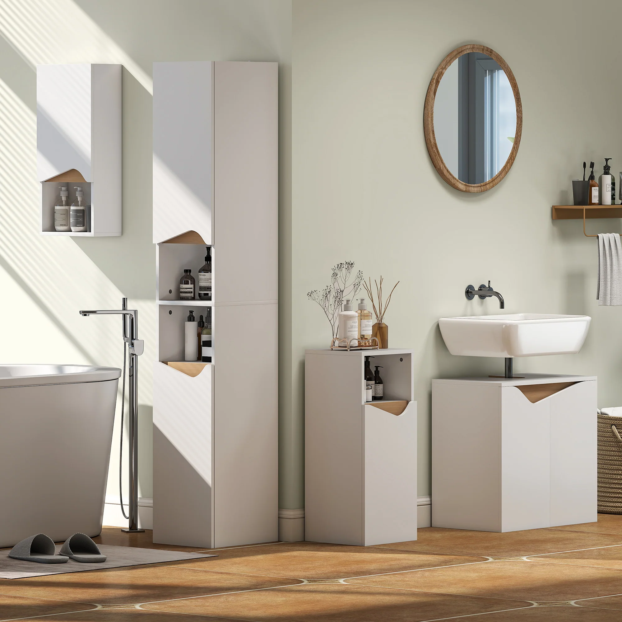 HOMCOM Slim Bathroom Storage Cabinet, Tall Bathroom Cabinet With 2 Doors - Image 7