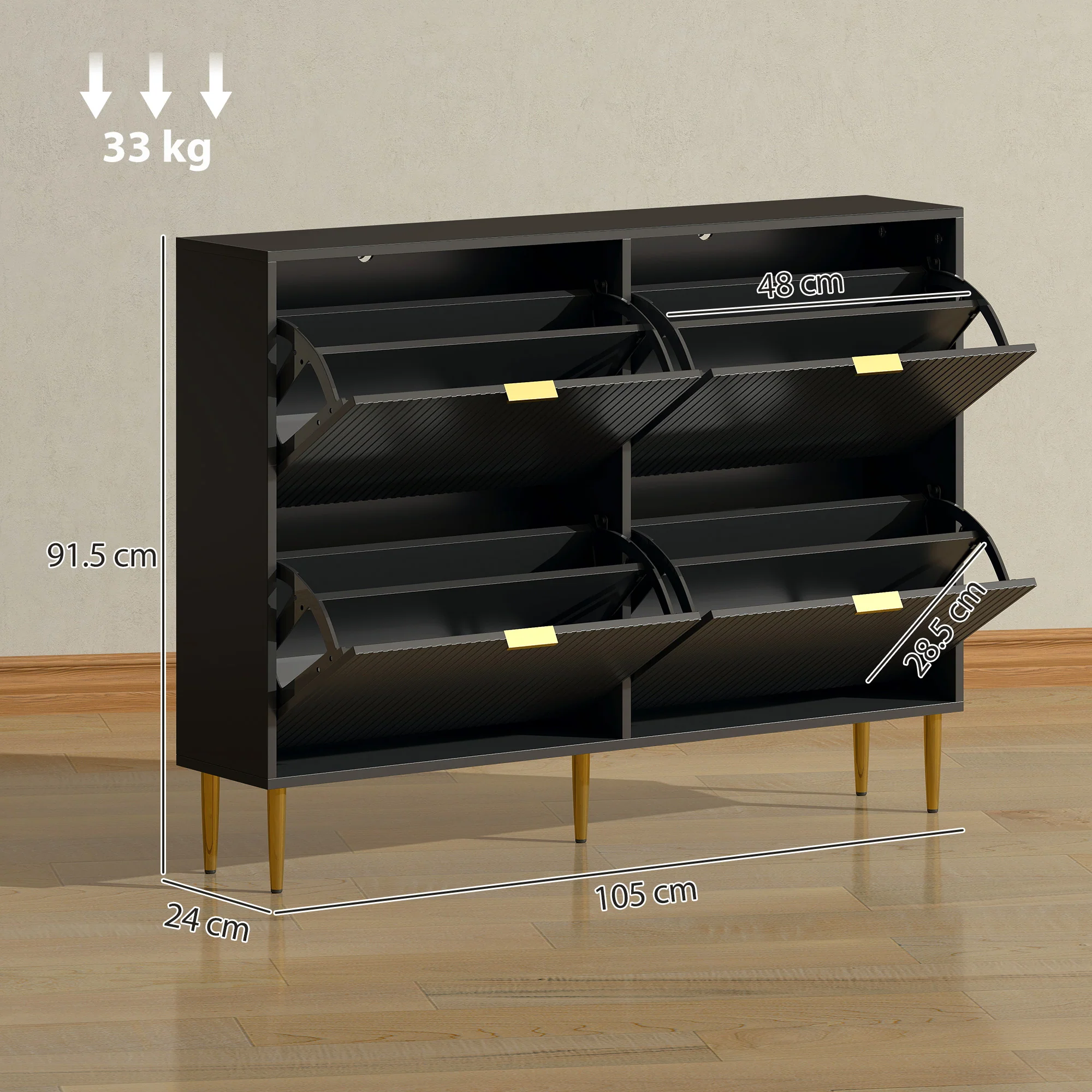 HOMCOM Slim Shoe Storage Cabinet With 4 Flip Drawers For Hallway - Image 5