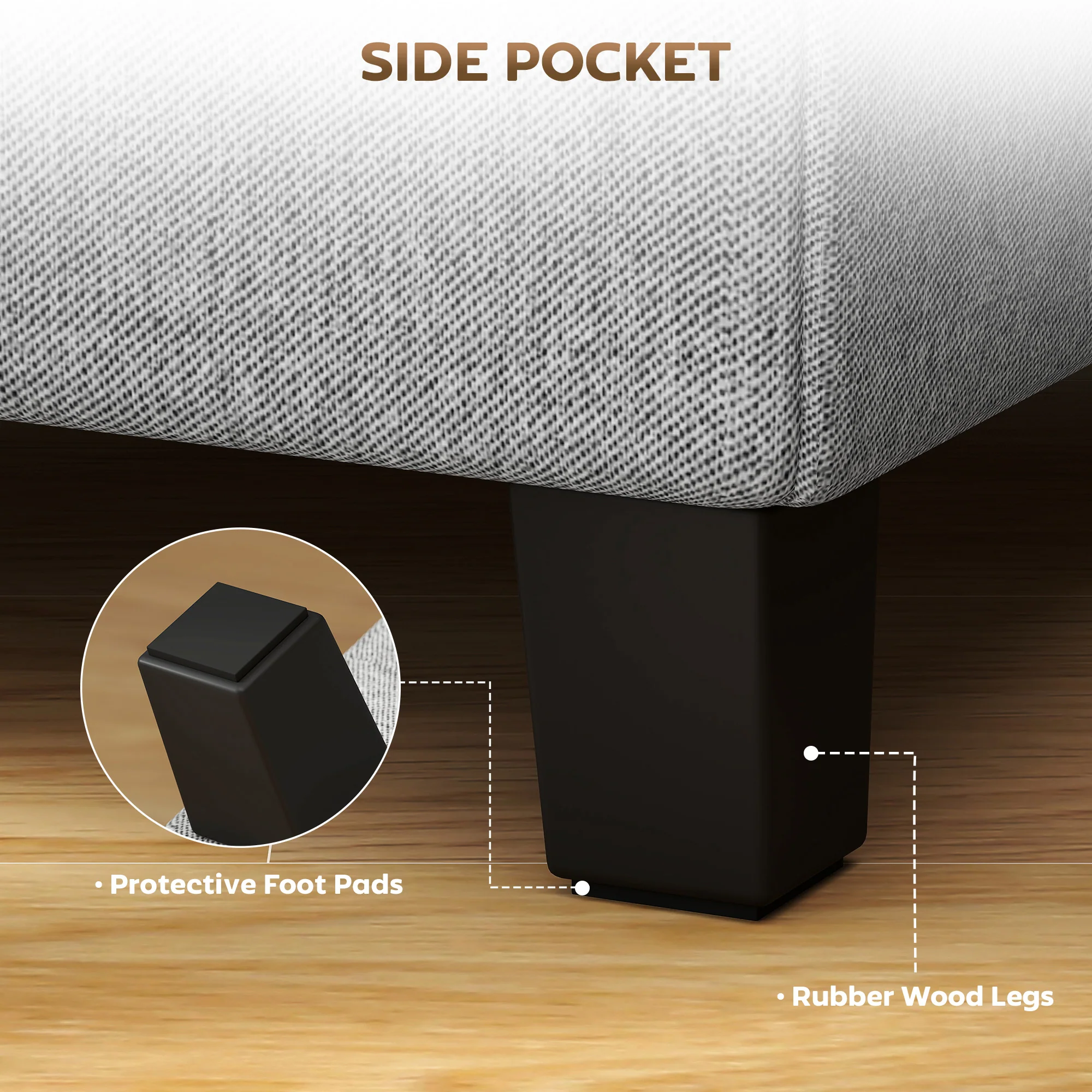 HOMCOM Small Footstool Square Ottoman With Padded Seat, Light Grey - Image 7