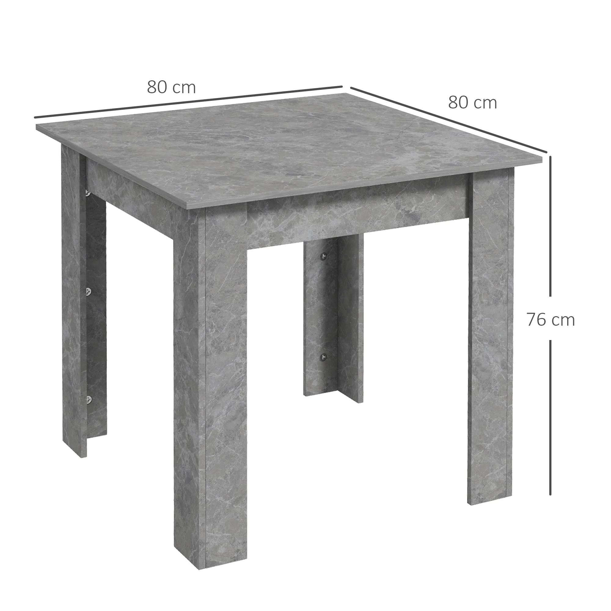 HOMCOM Square Dining Table, Kitchen Table With Faux Cement Effect - Image 5