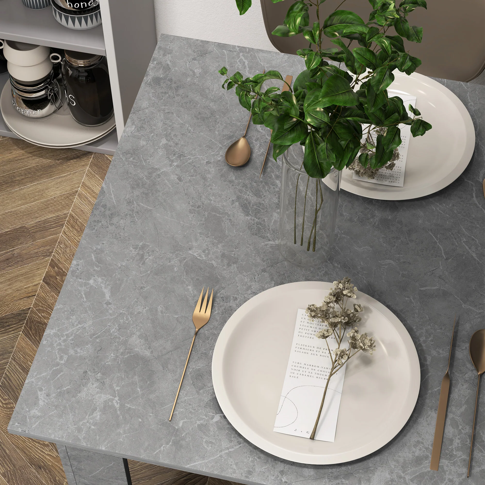 HOMCOM Square Dining Table, Kitchen Table With Faux Cement Effect - Image 9