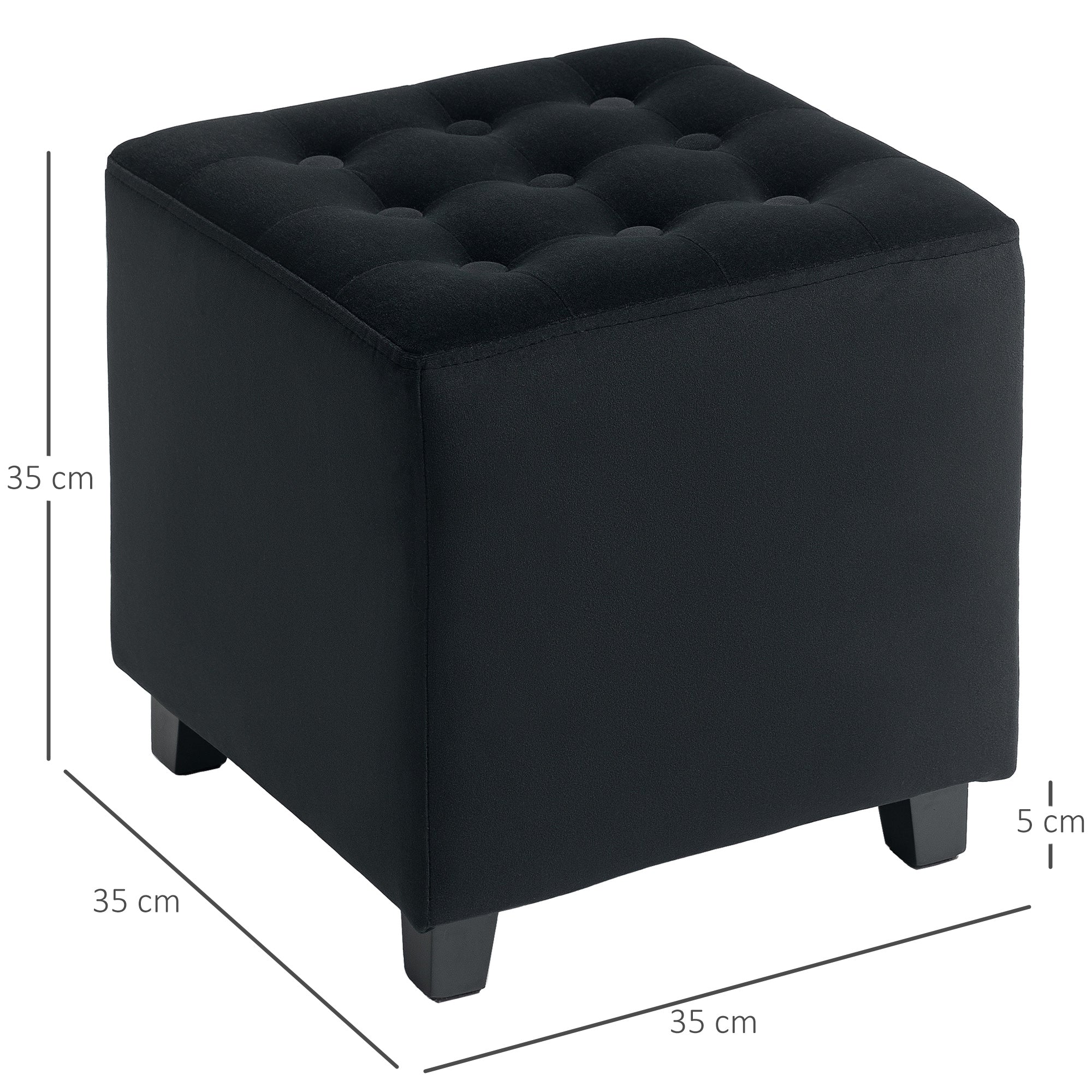 HOMCOM Square Footstool Small Ottoman With Wood Legs For Bedroom - Image 14