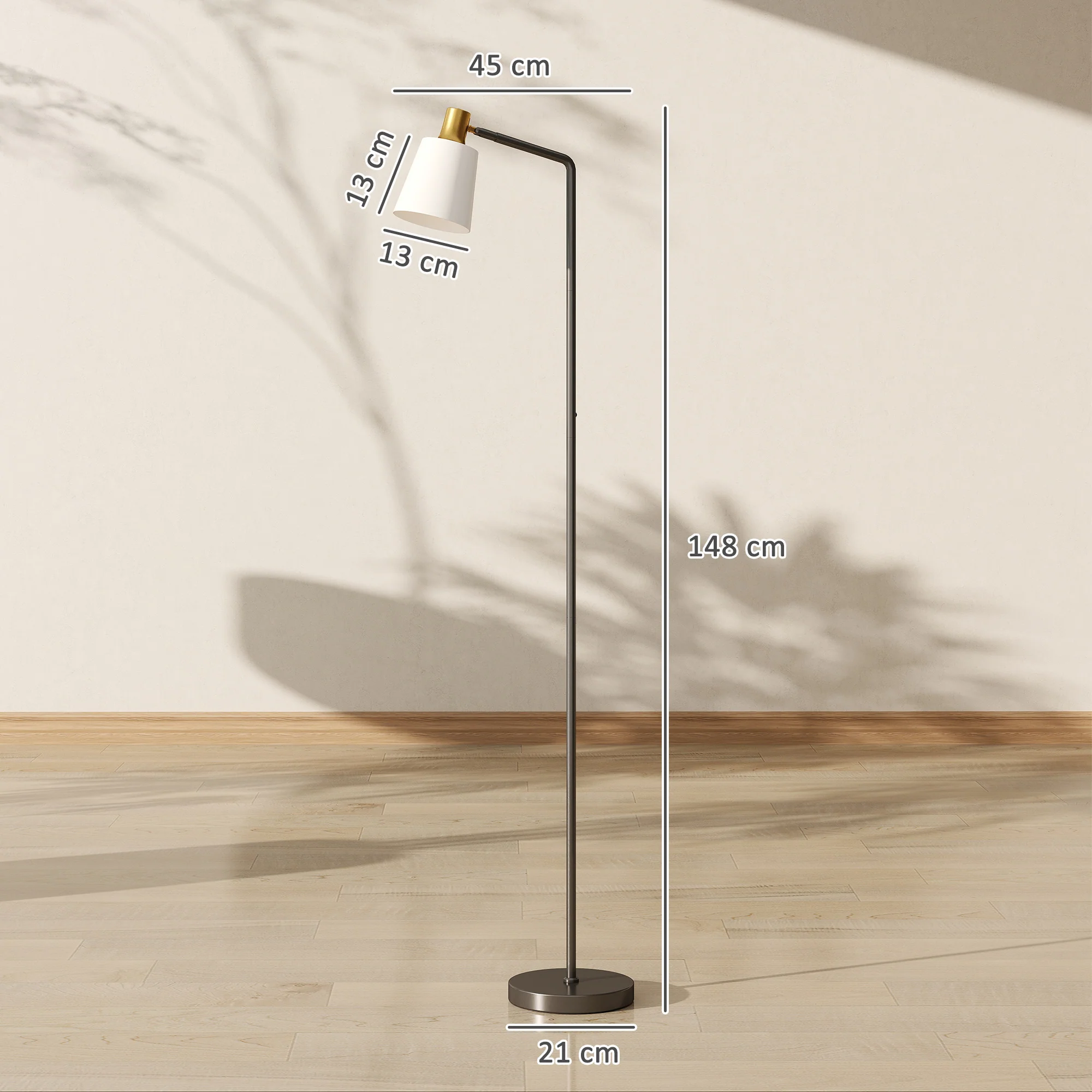HOMCOM Standing Lamp With Rotatable Head, Modern Floor Lamp, Black - Image 5