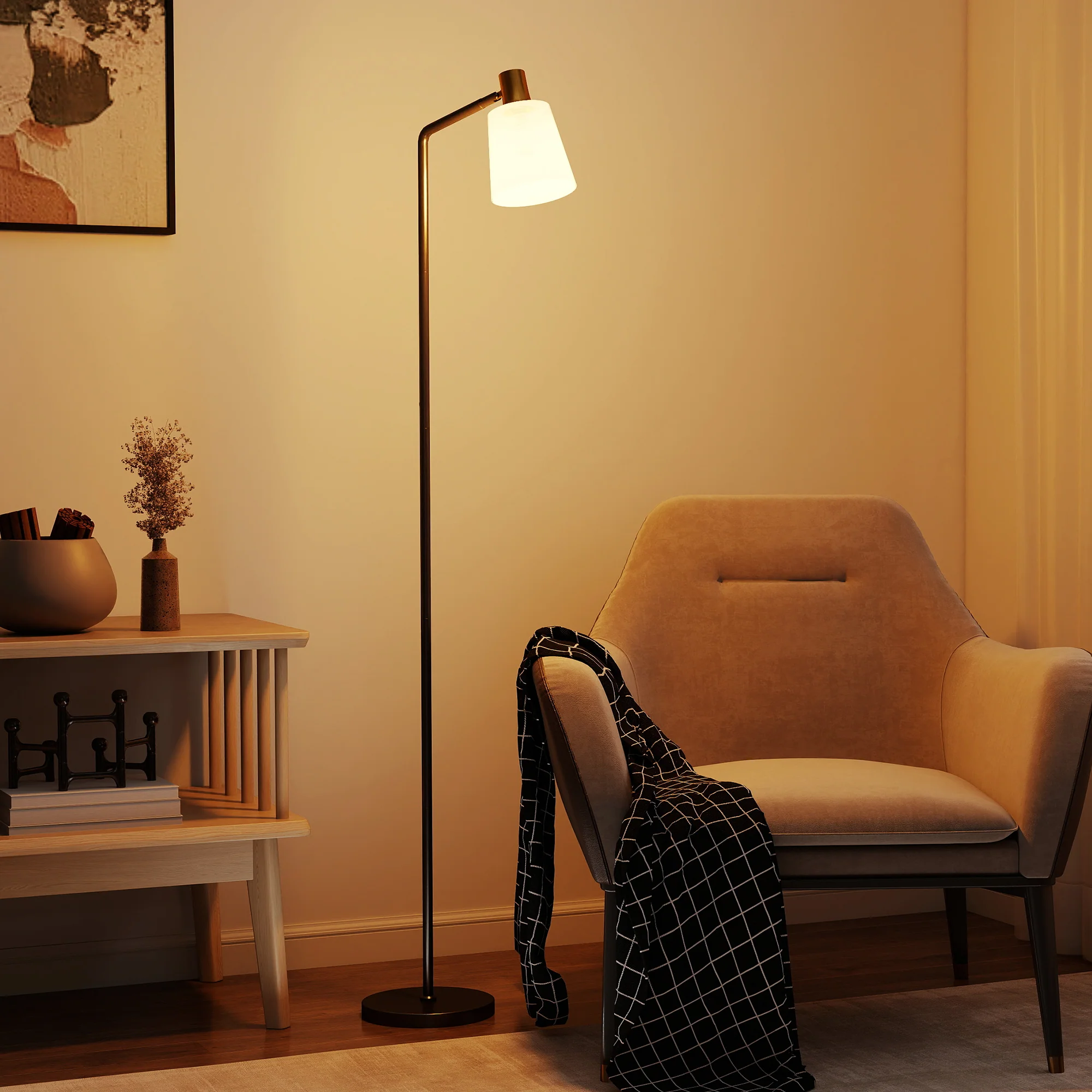 HOMCOM Standing Lamp With Rotatable Head, Modern Floor Lamp, Black - Image 9