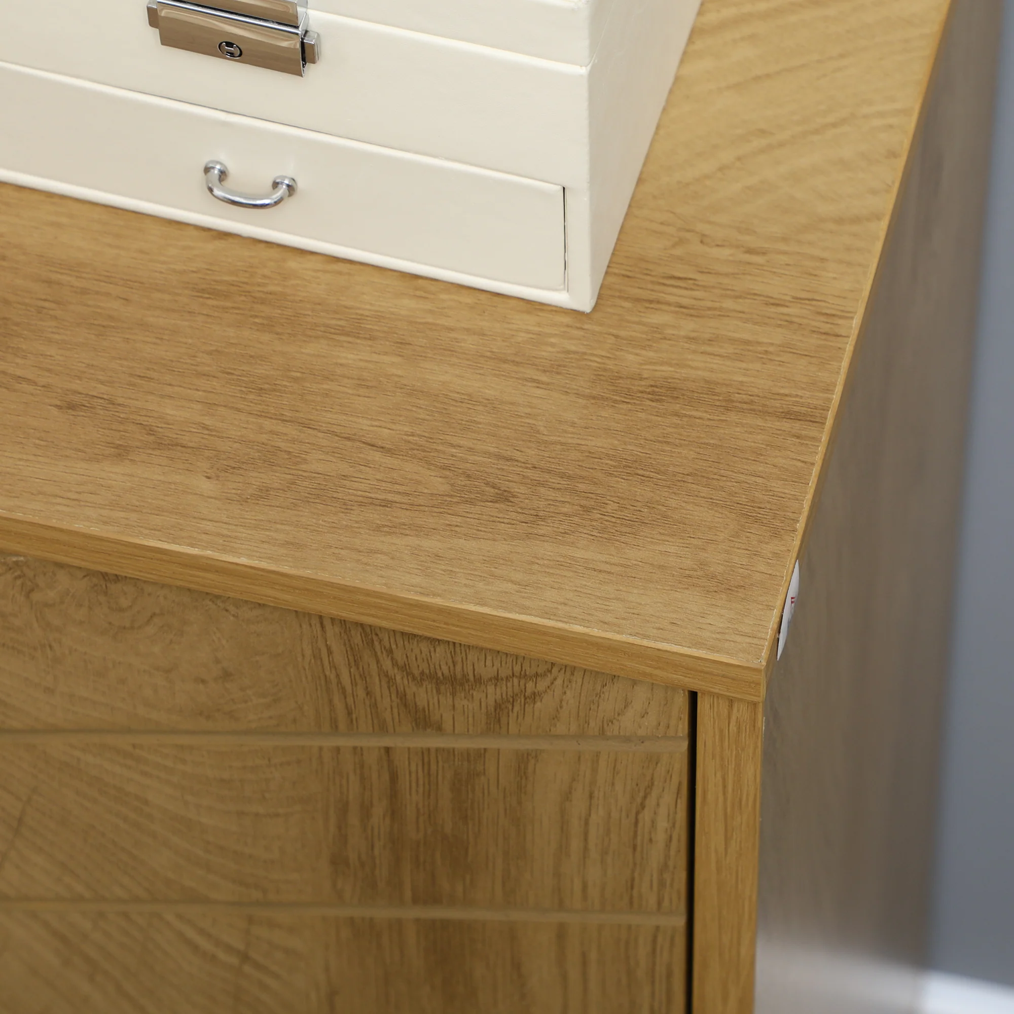 HOMCOM Storage Cabinet for Living Room Sideboard with Chevron Doors Natural - Image 7