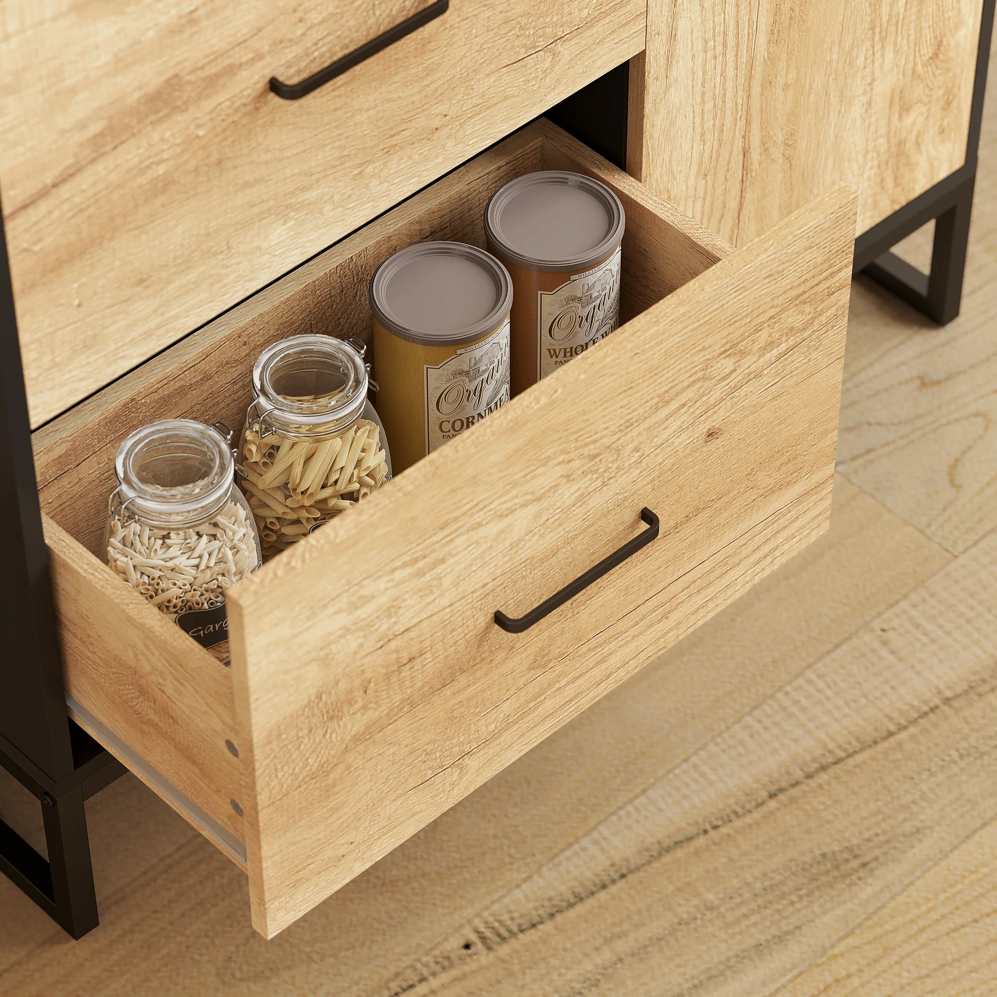 HOMCOM Storage Cabinet, Kitchen Pantry Cupboard With Drawers, Shelves - Image 9