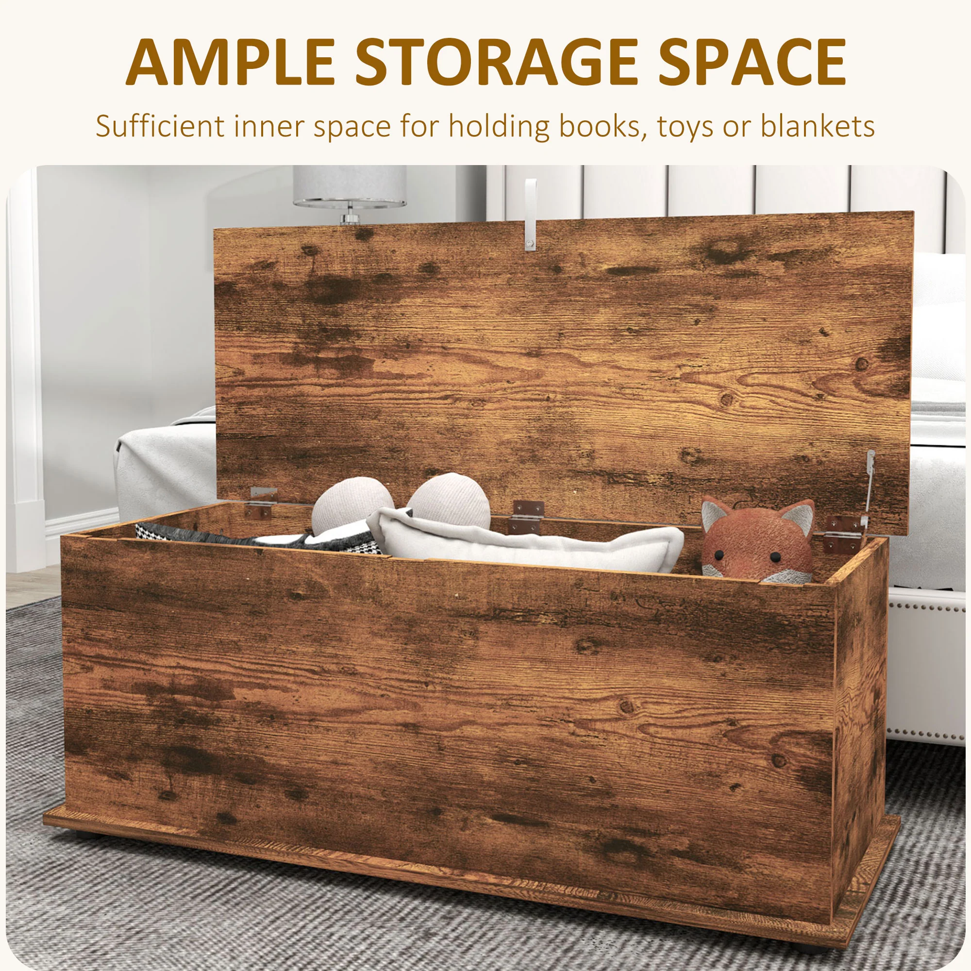 HOMCOM Storage Chest With Lid, 113L Storage Box - Image 3