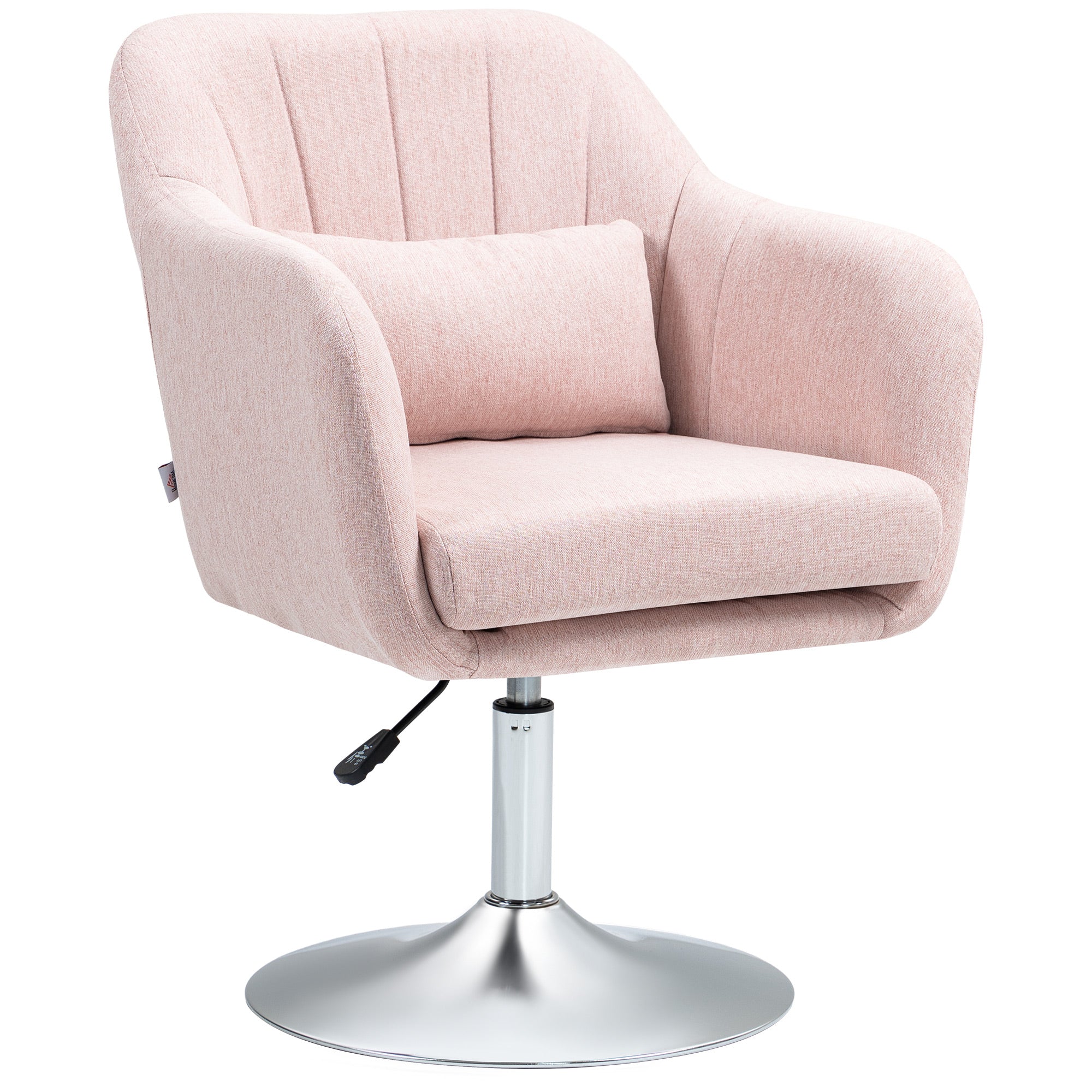 HOMCOM Stylish Retro Linen Swivel Tub Chair Steel Frame Cushion Seat Pink - Image 2