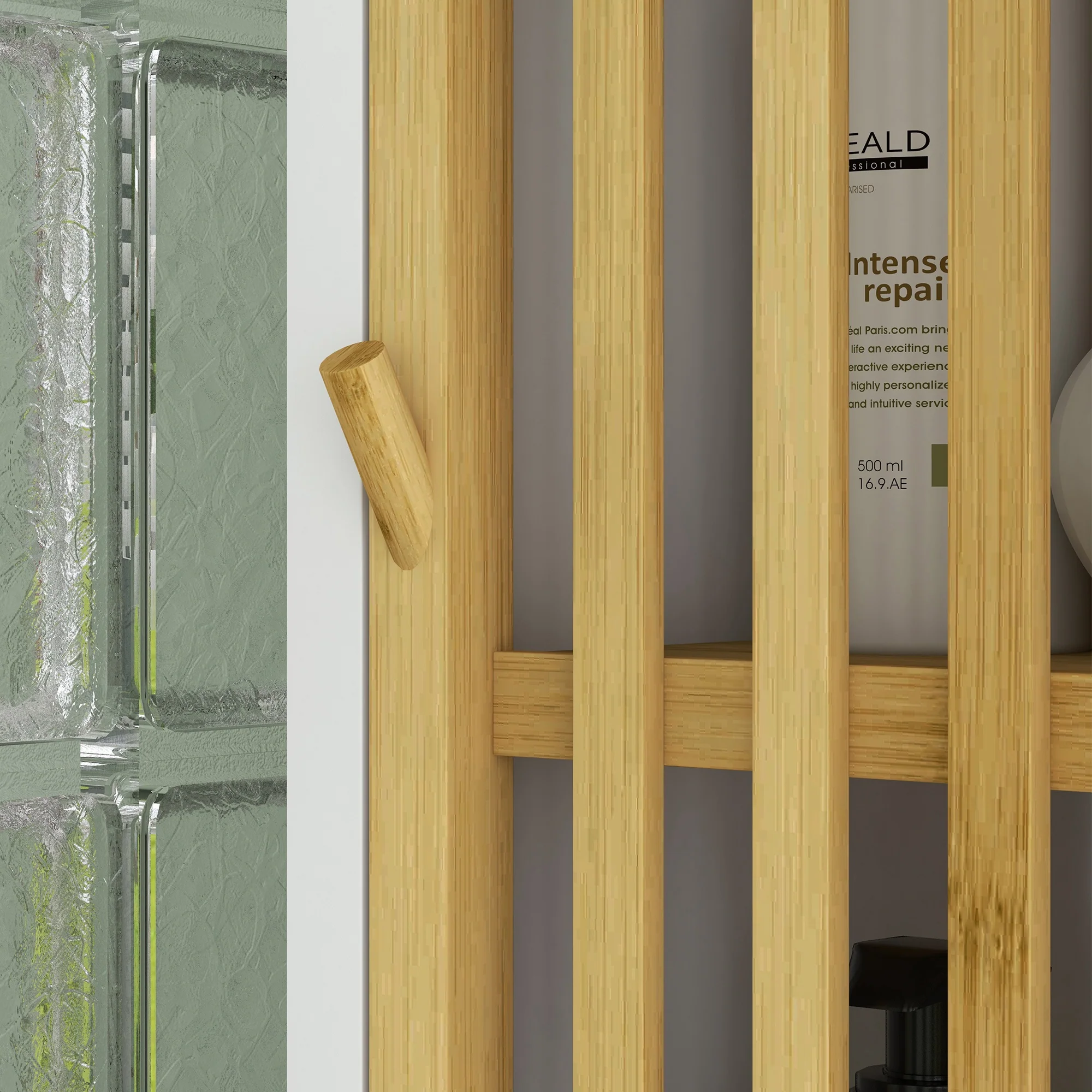 HOMCOM Tall Bathroom Cabinet Bamboo Bathroom Cupboard with Adjustable Shelves - Image 9