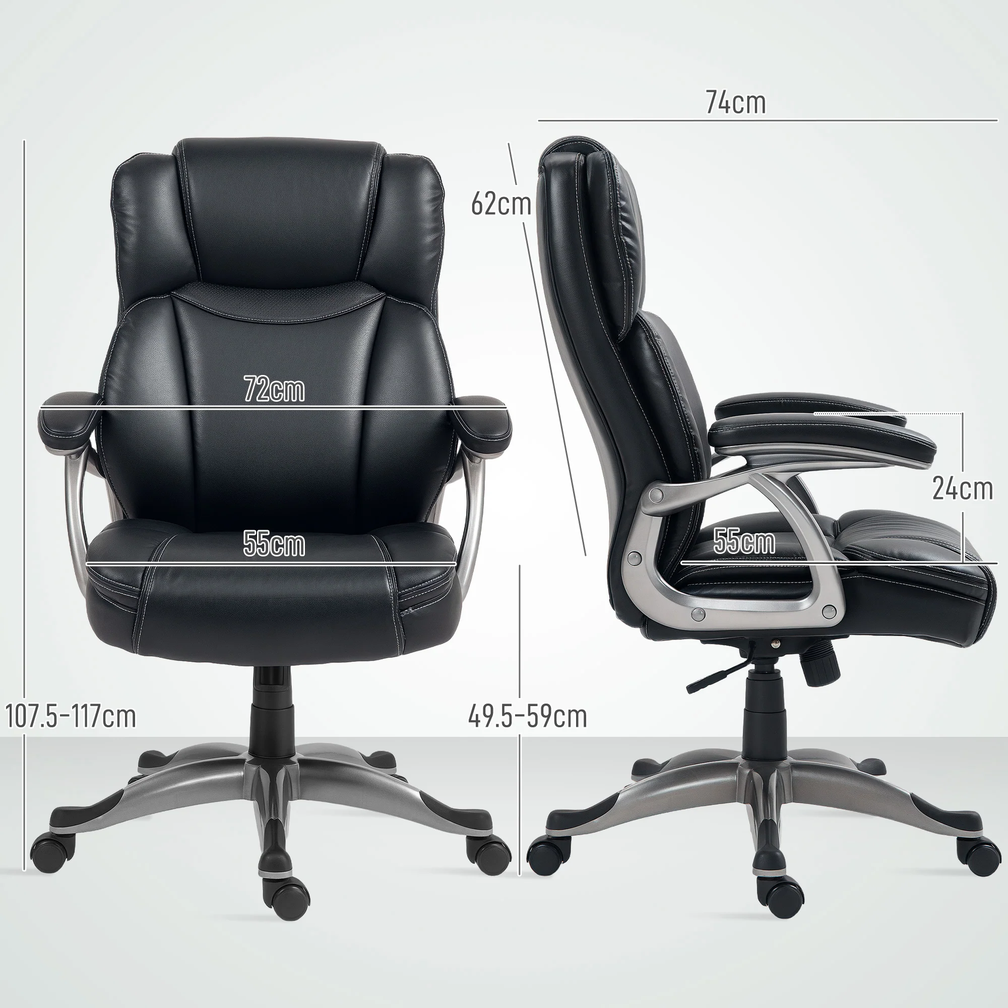 HOMCOM Tilting Executive Office Chair, PU Leather Desk Chair - Image 5