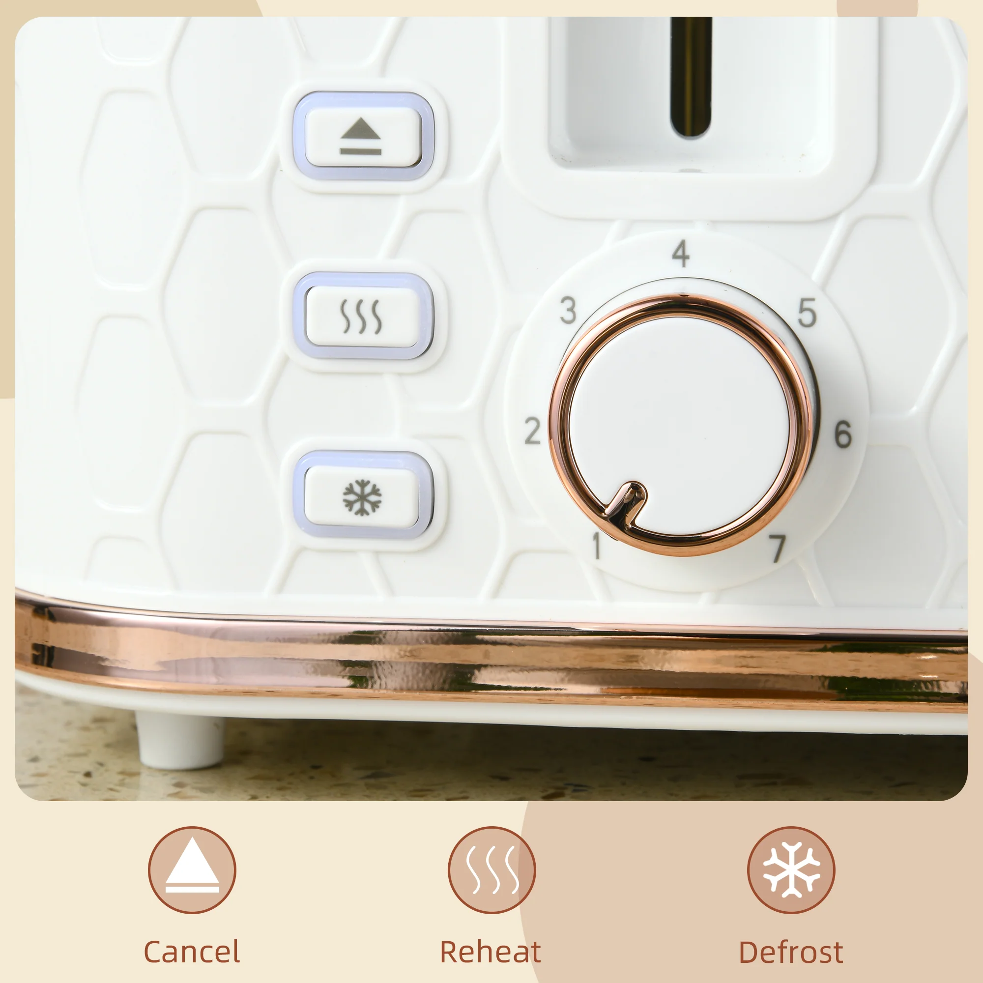 HOMCOM Toaster with 4 Slot, 7 Browning Levels, 1600W, Honeycomb - Image 12