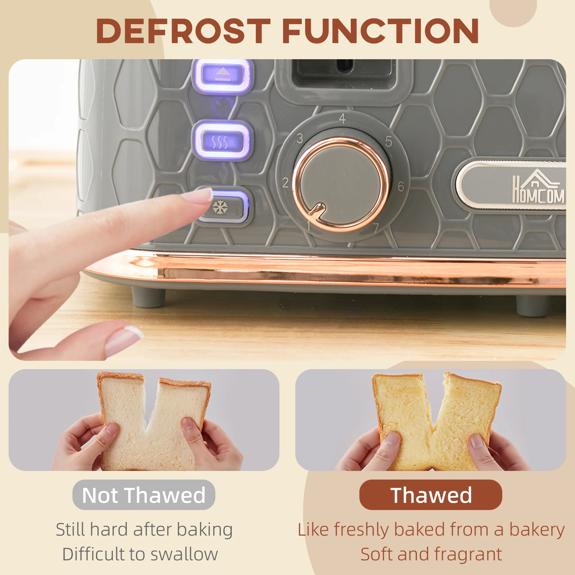 HOMCOM Toaster with 4 Slot, 7 Browning Levels, 1600W, Honeycomb - Image 22