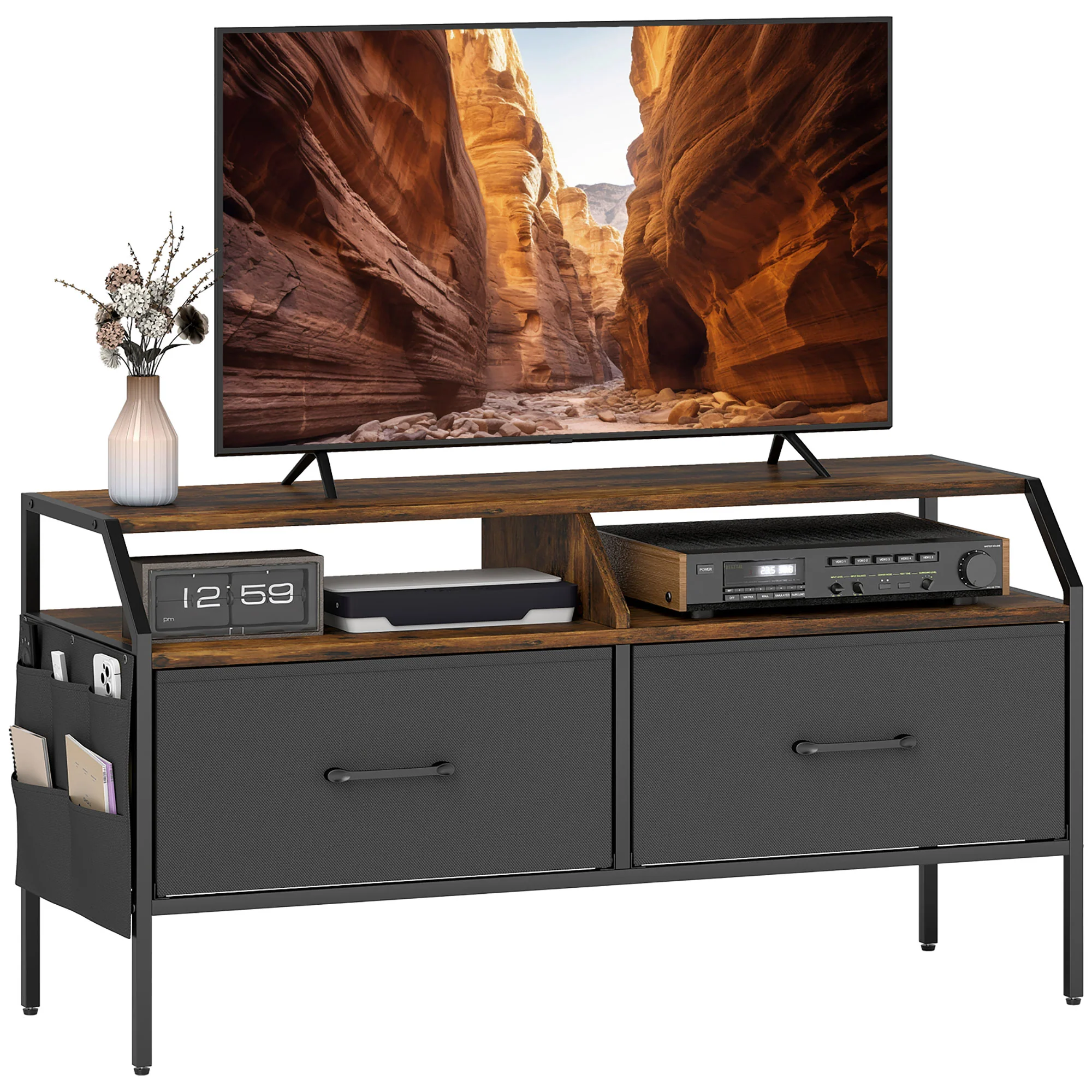 HOMCOM TV Stand Cabinet With 2 Foldable Drawers