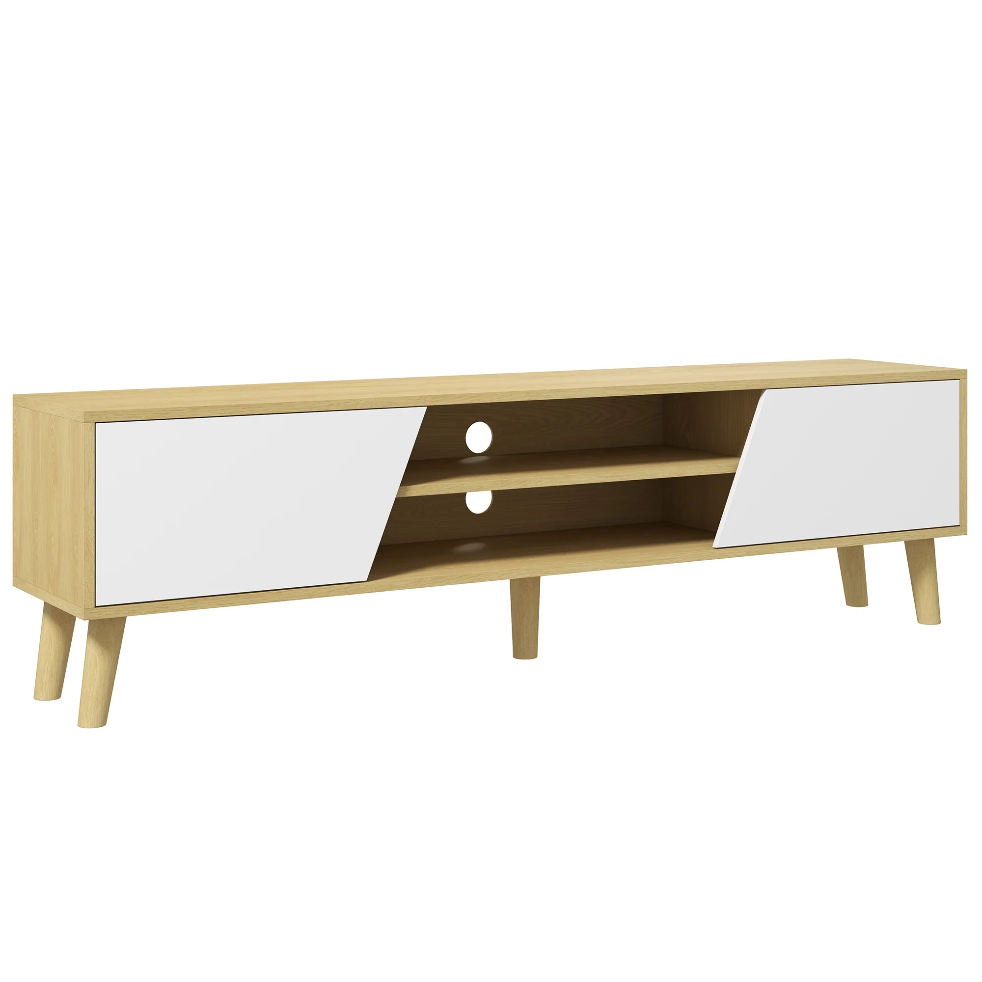 HOMCOM TV Unit Cabinet For TVs Up To 65 Inch TV Stand With Shelves, Oak