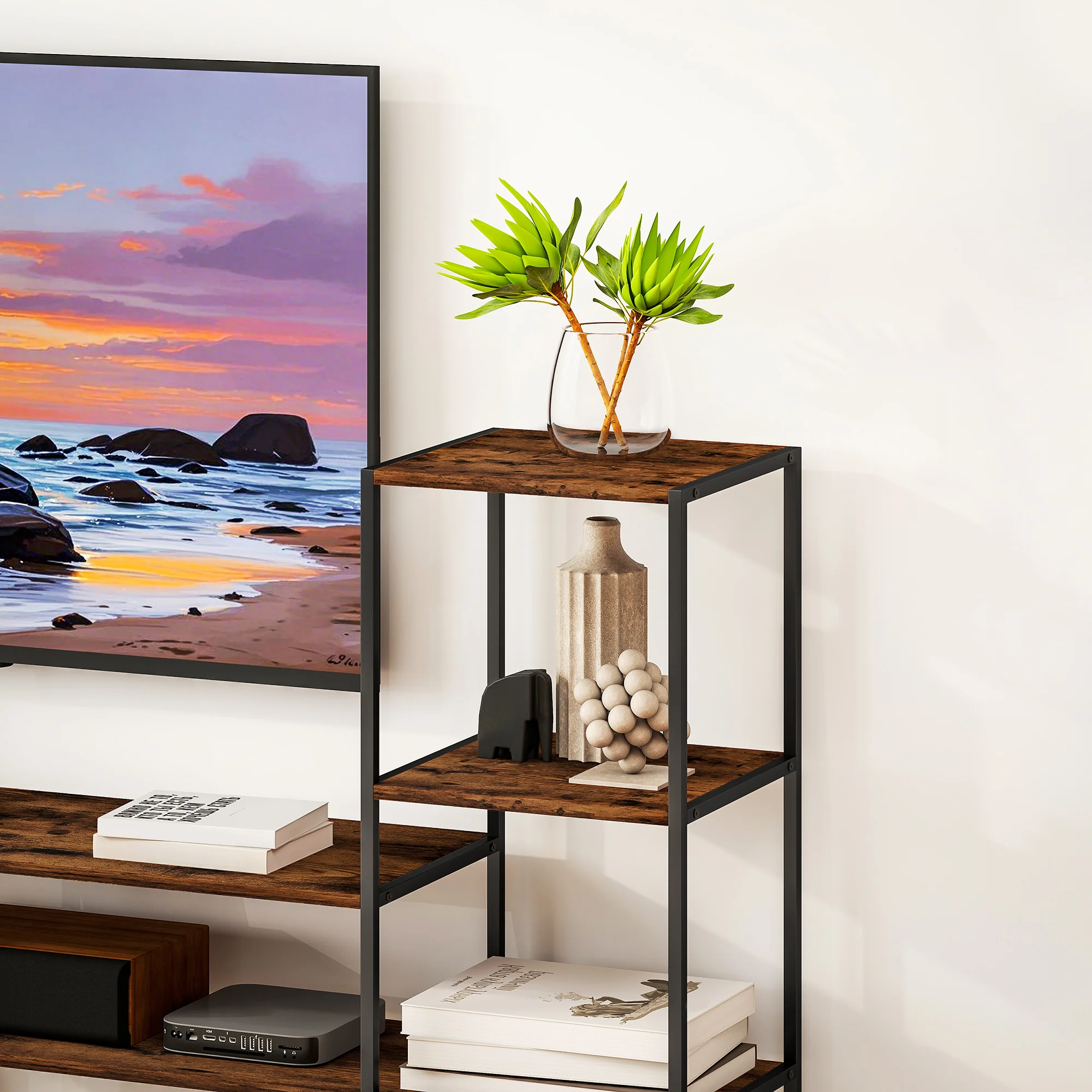 HOMCOM TV Unit For TVs Up To, Industrial TV Stand With Shelves - Image 17