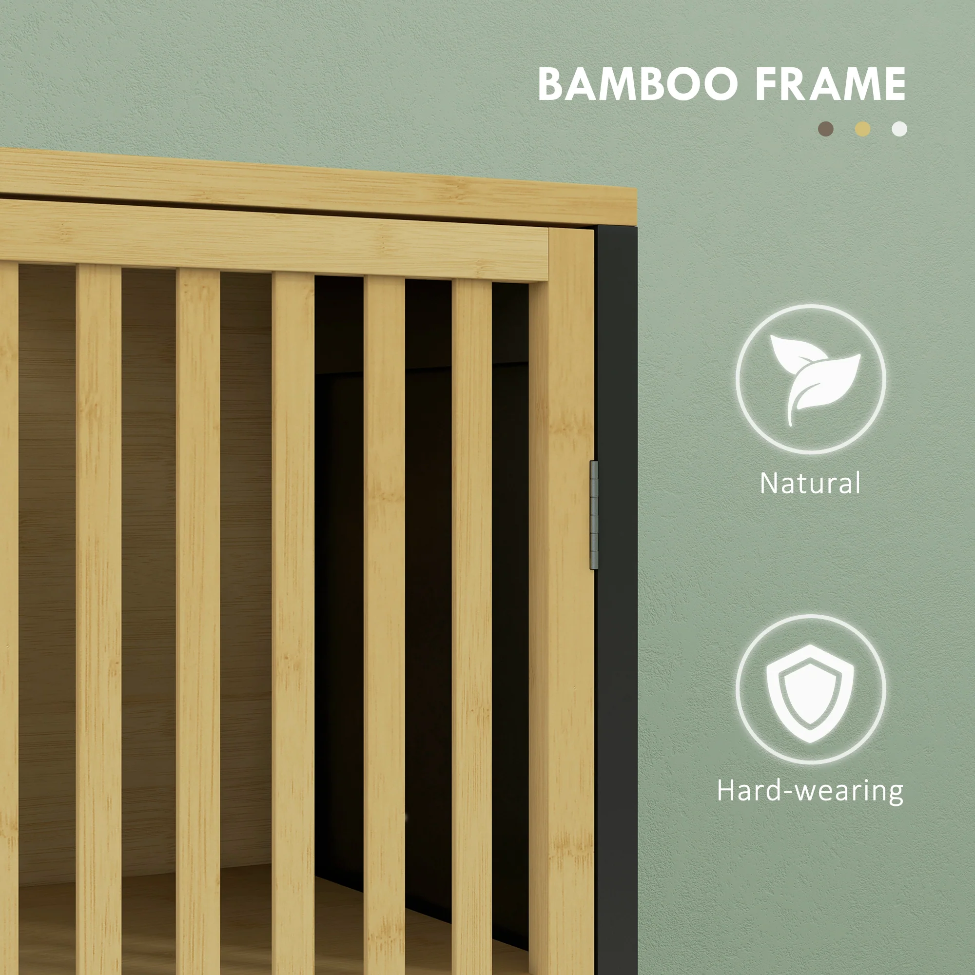 HOMCOM Under Sink Bathroom Cabinet, Bamboo Sink Storage Cabinet Slat Doors - Image 7