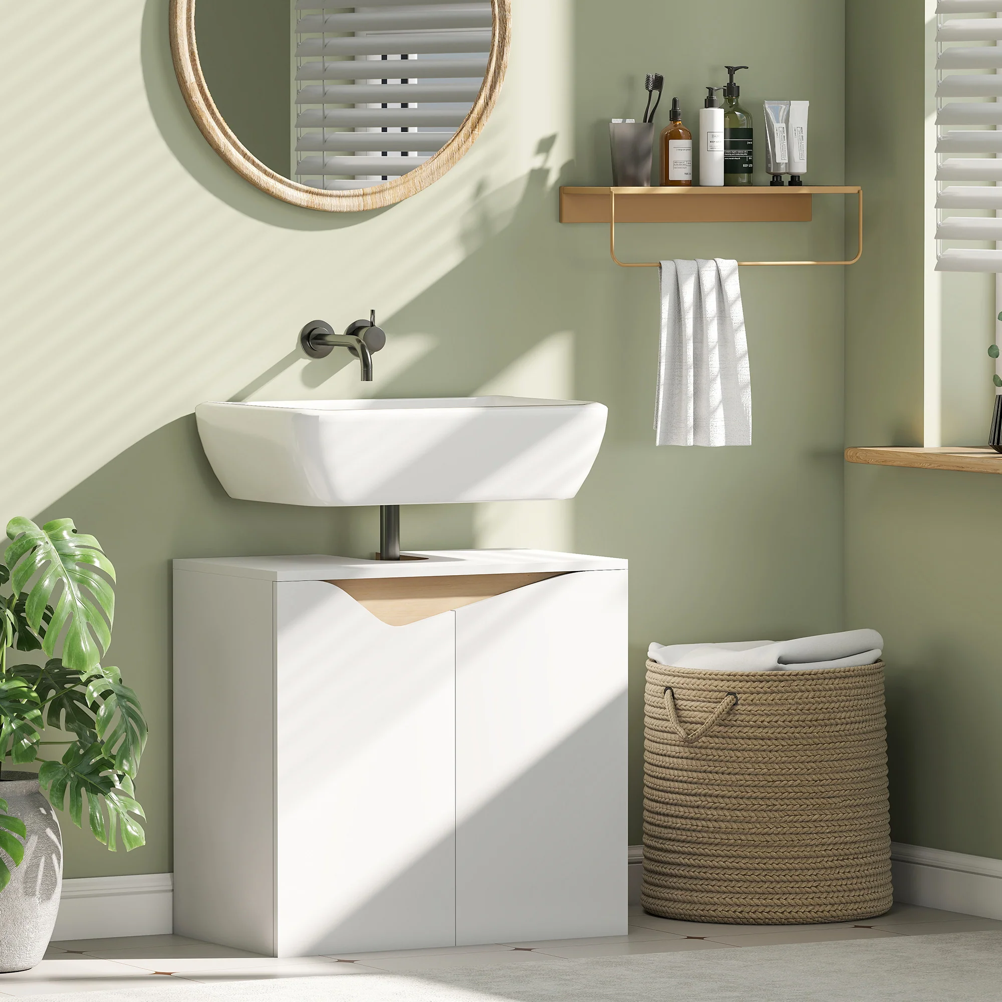 HOMCOM Under Sink Cabinet, Bathroom Sink Cabinet for Basin without Pedestal - Image 2