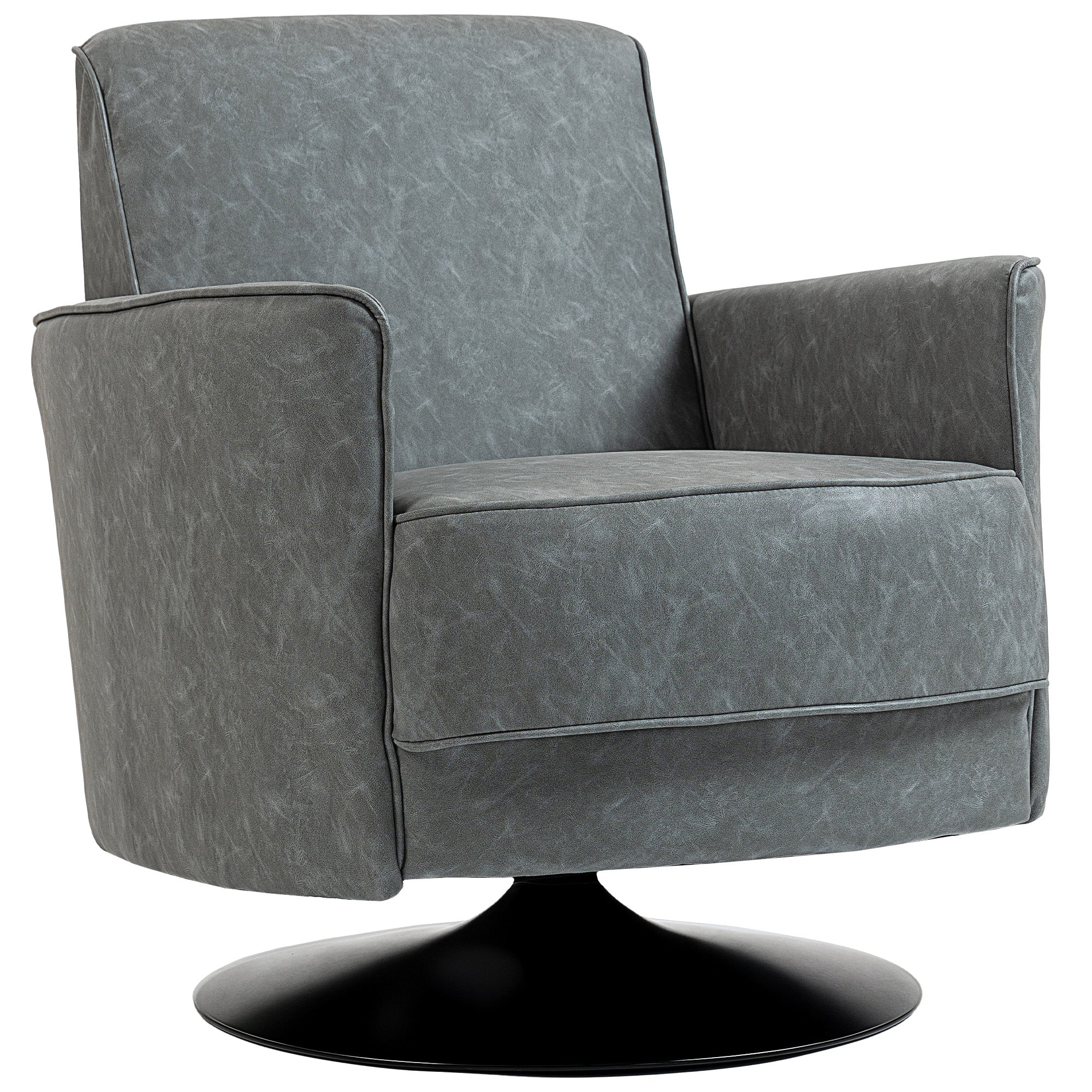 HOMCOM Upholstered PU Leather Armchair For Living Room, Grey