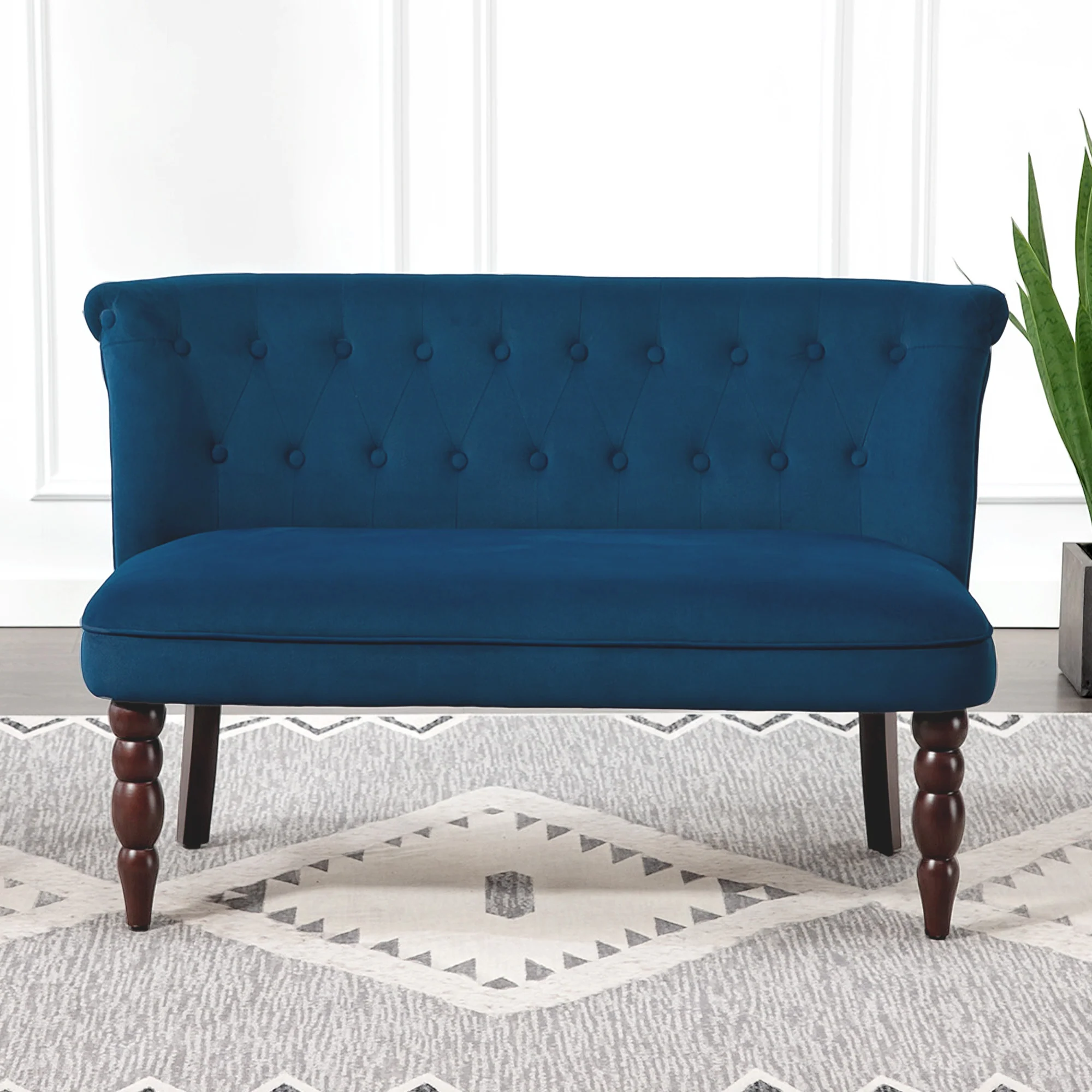 HOMCOM Velvet-Feel Two-Seat Lounger Sofa With Wood Frame - Image 18