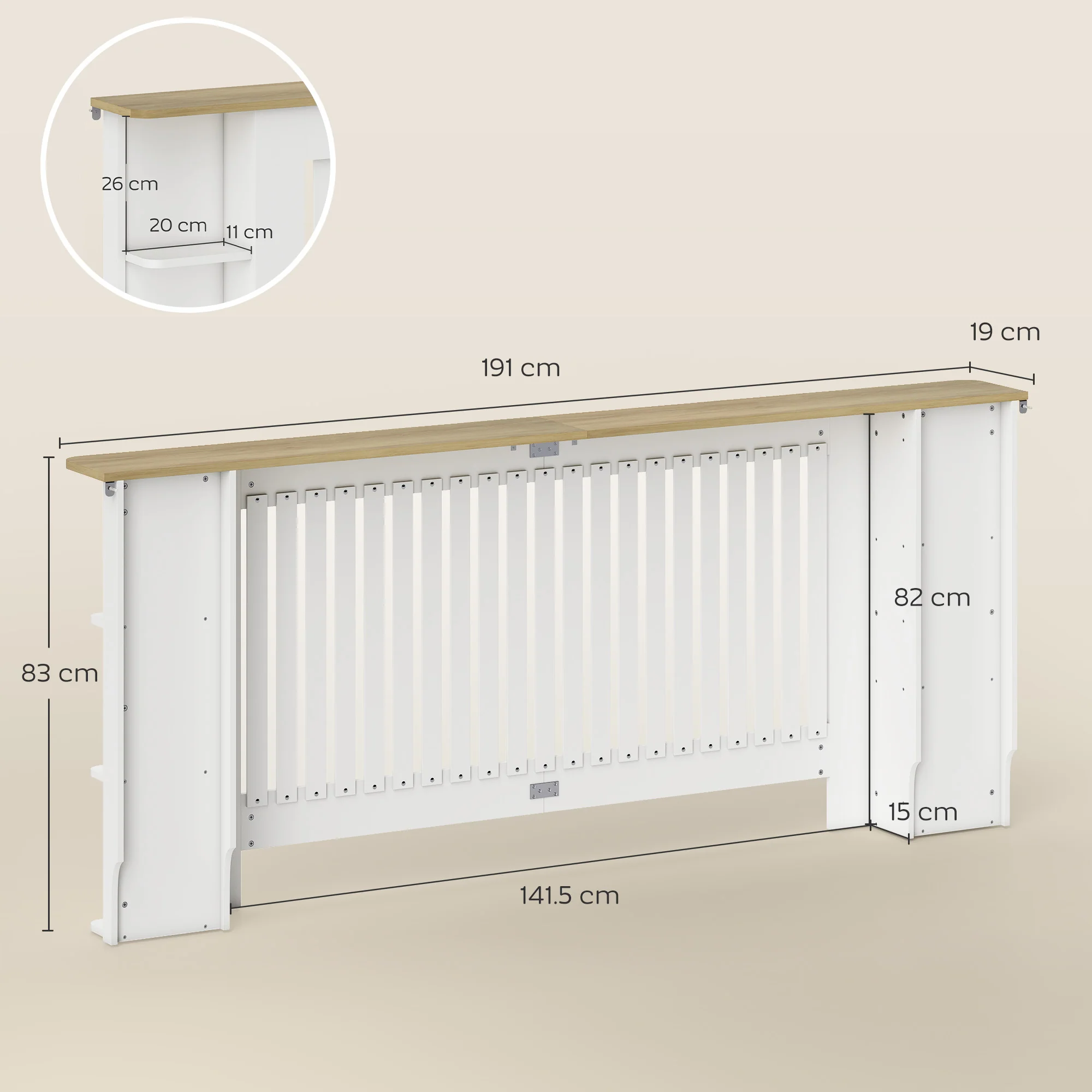 HOMCOM Vertical Slatted Heater Cover for Living Room, White - Image 23