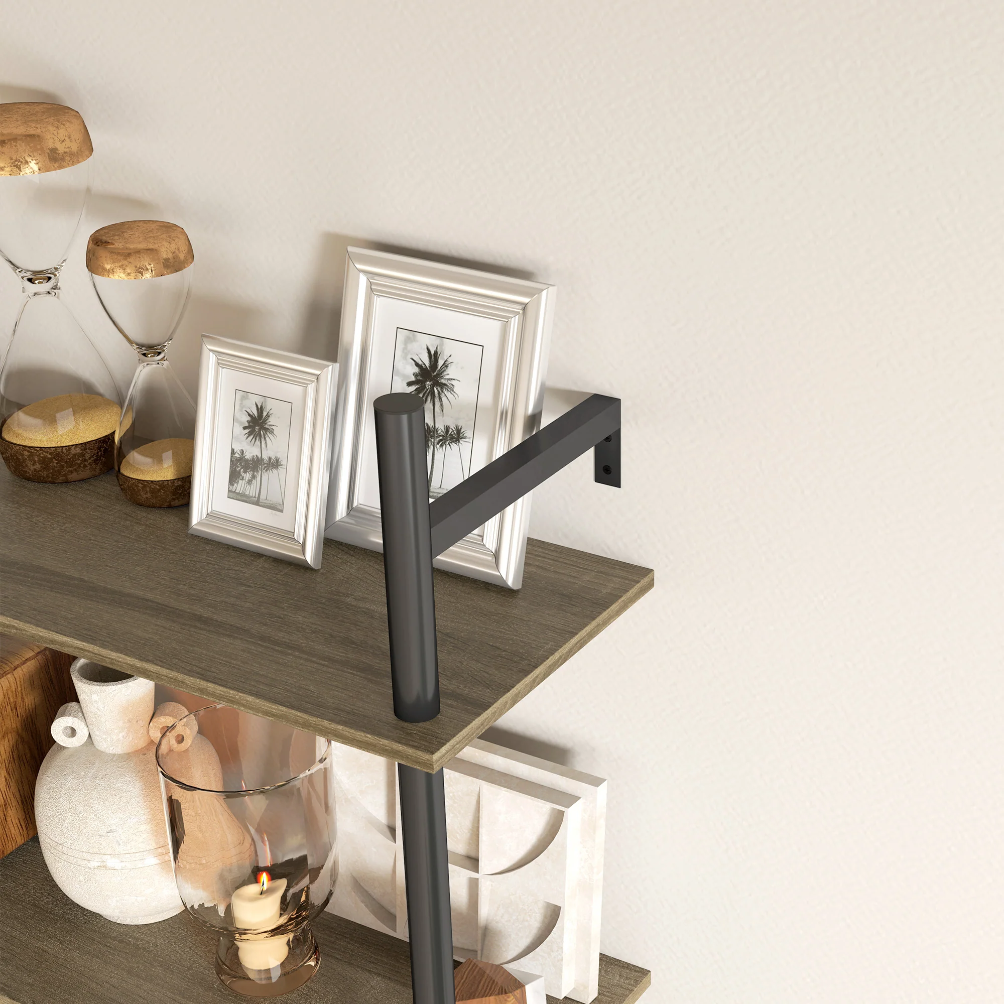 HOMCOM Wall Shelf Unit with 4 Hooks for Living Room, Entryway - Image 8