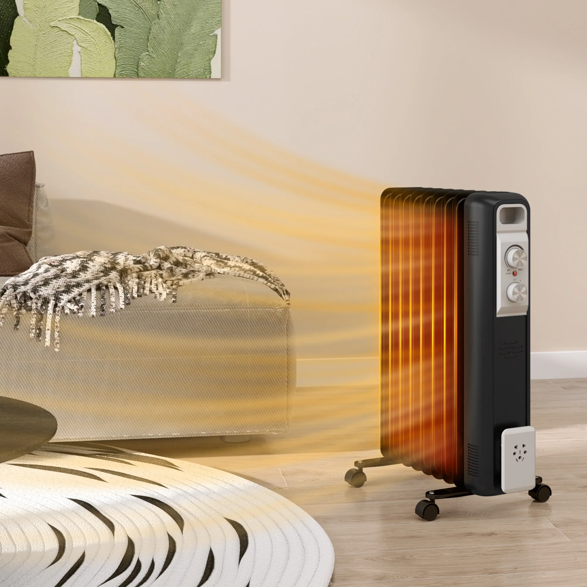 HOMCOM White 2000W 9 Fin Oil Filled Heater Radiator For Home - Image 11