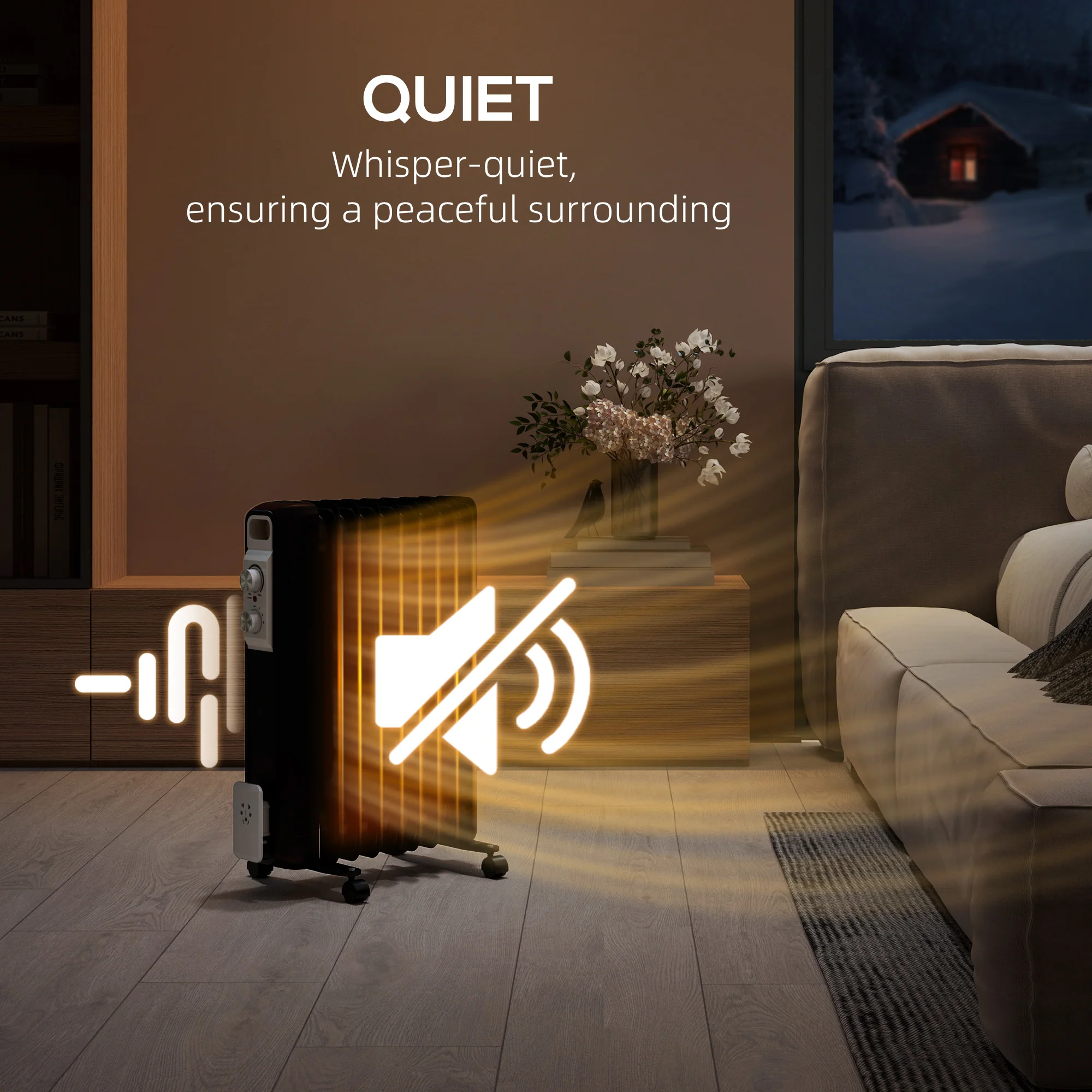 HOMCOM White 2000W 9 Fin Oil Filled Heater Radiator For Home - Image 15