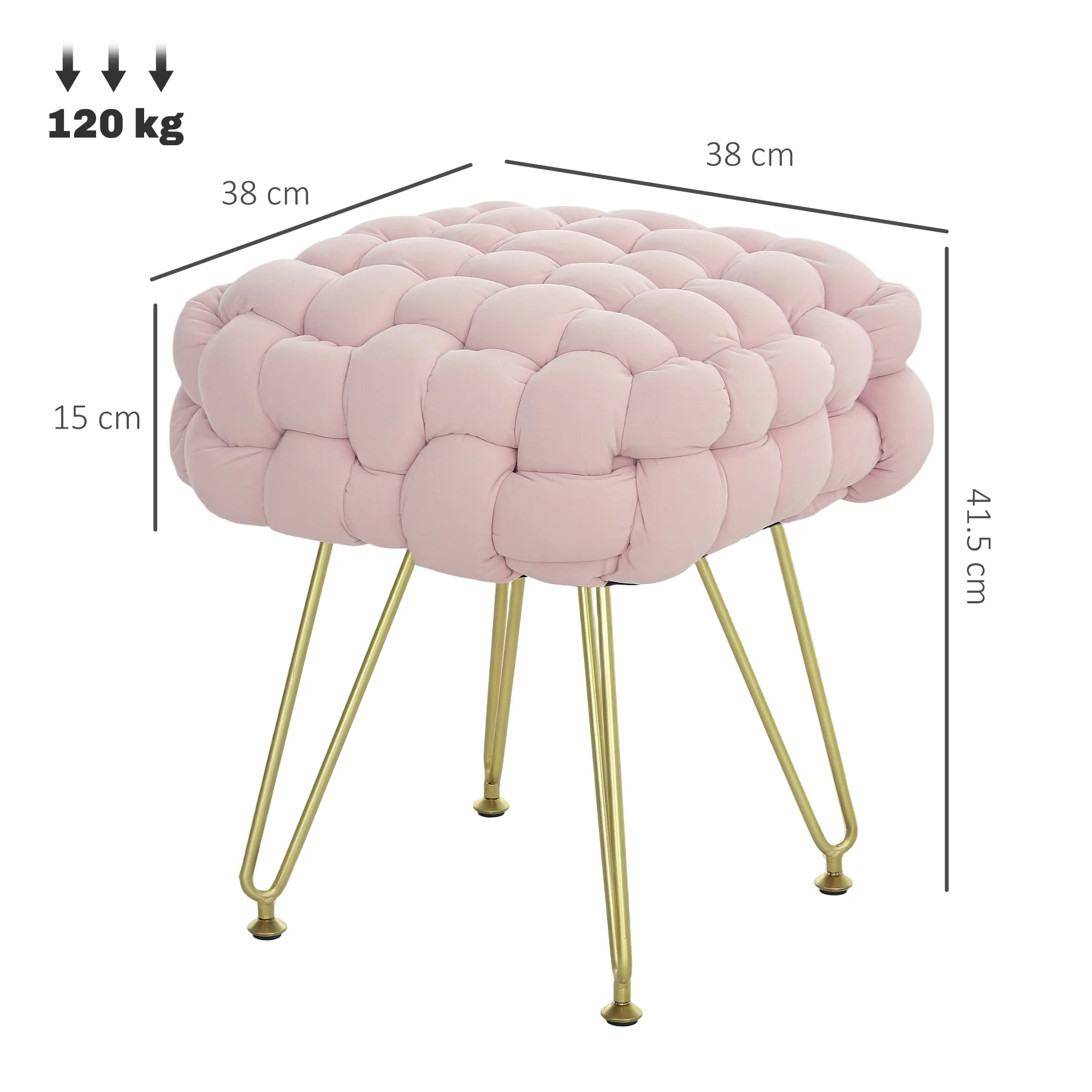 HOMCOM Woven Velvet Foot Stool with Steel Legs for Living Room - Image 14