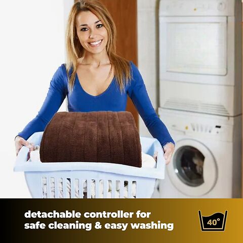 Homefront Electric Heated Throw In Chocolate. Digital Control - Machine Washable - Ultra Soft, Cosy Finish - Image 6