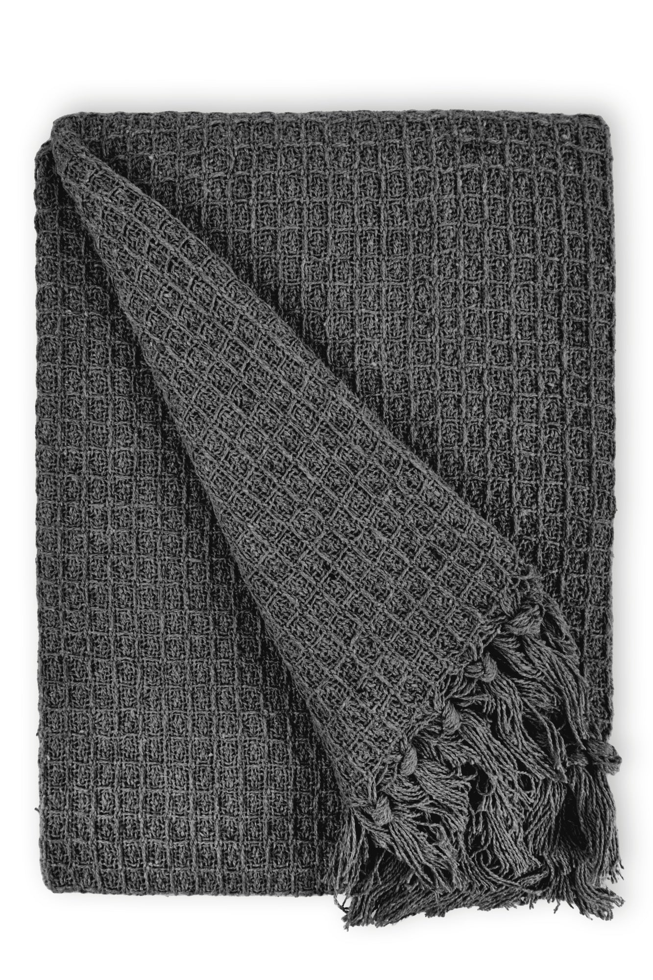 Honeycomb - Recycled Cotton Throw In Charcoal (90x100") - Image 3