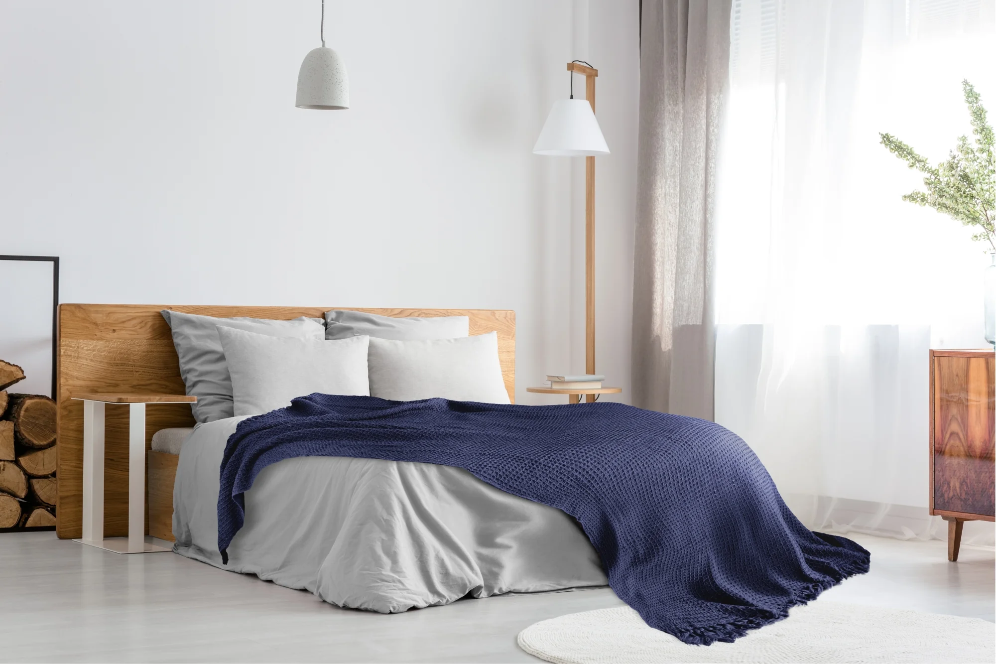 Honeycomb - Recycled Cotton Throw In Navy (50x60") - Image 6