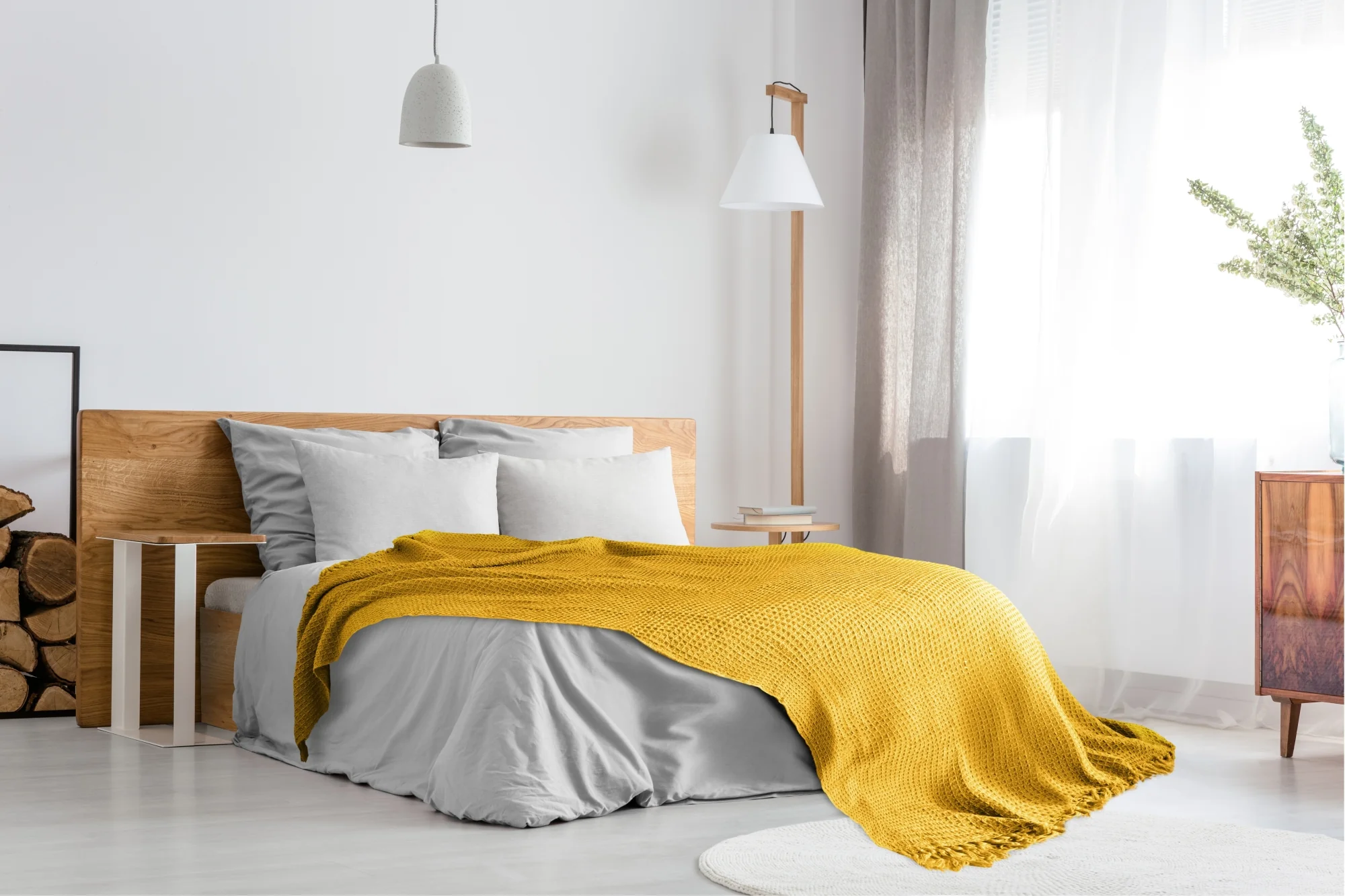Honeycomb - Recycled Cotton Throw in Ochre (50" x 60") - Image 6