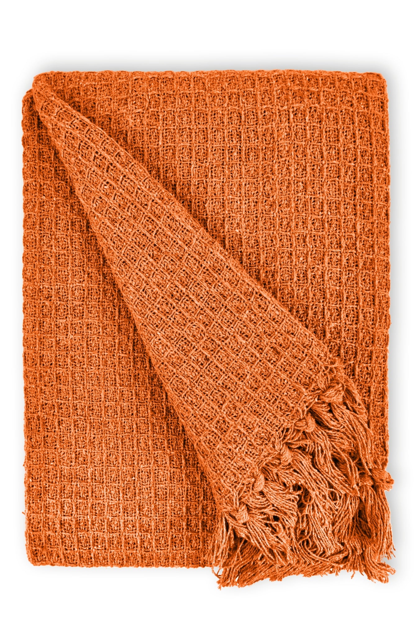Honeycomb - Recycled Cotton Throw In Orange (50x60") - Image 3