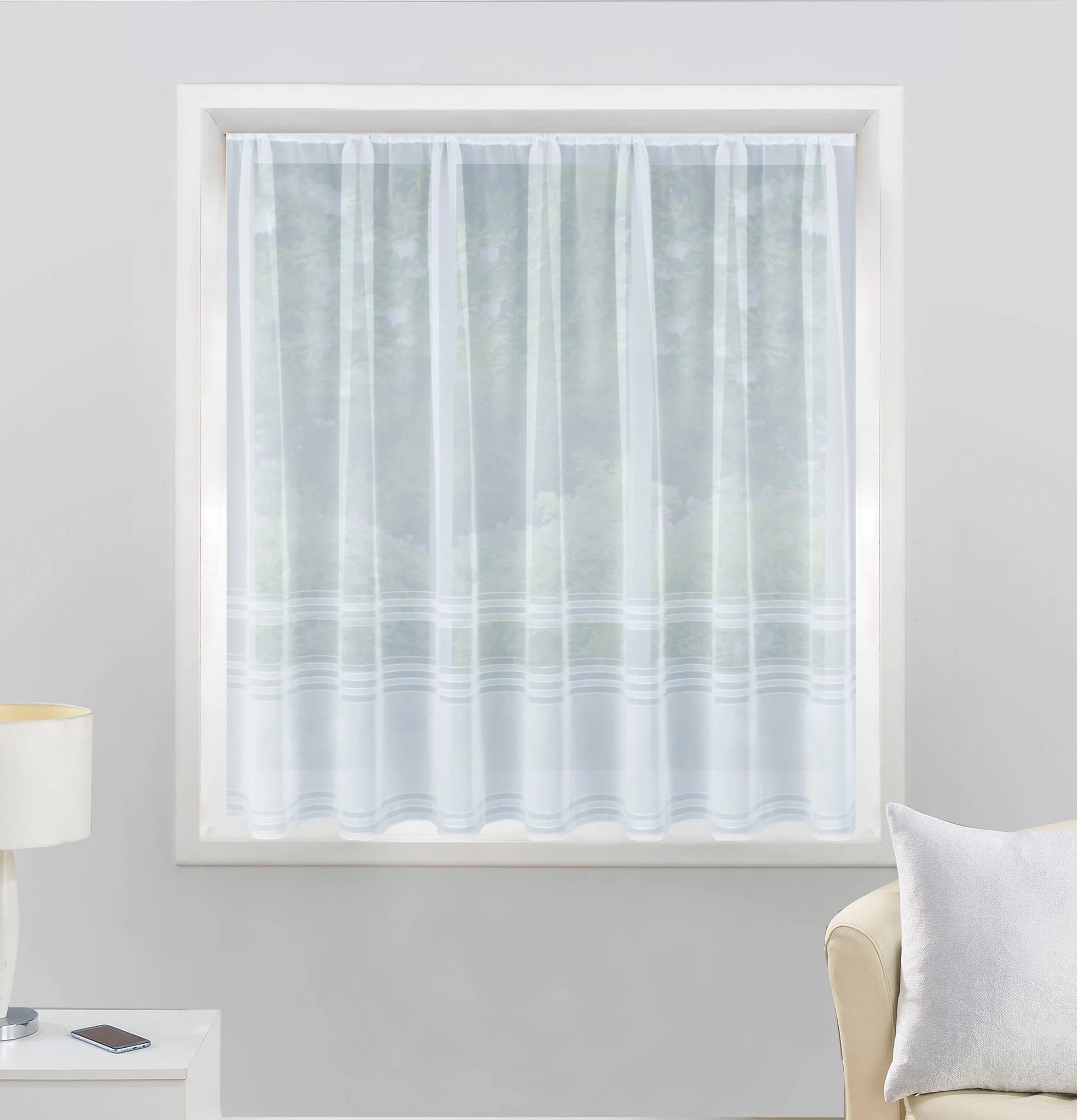 Hudson Stripe Lace White Net Cut Panel