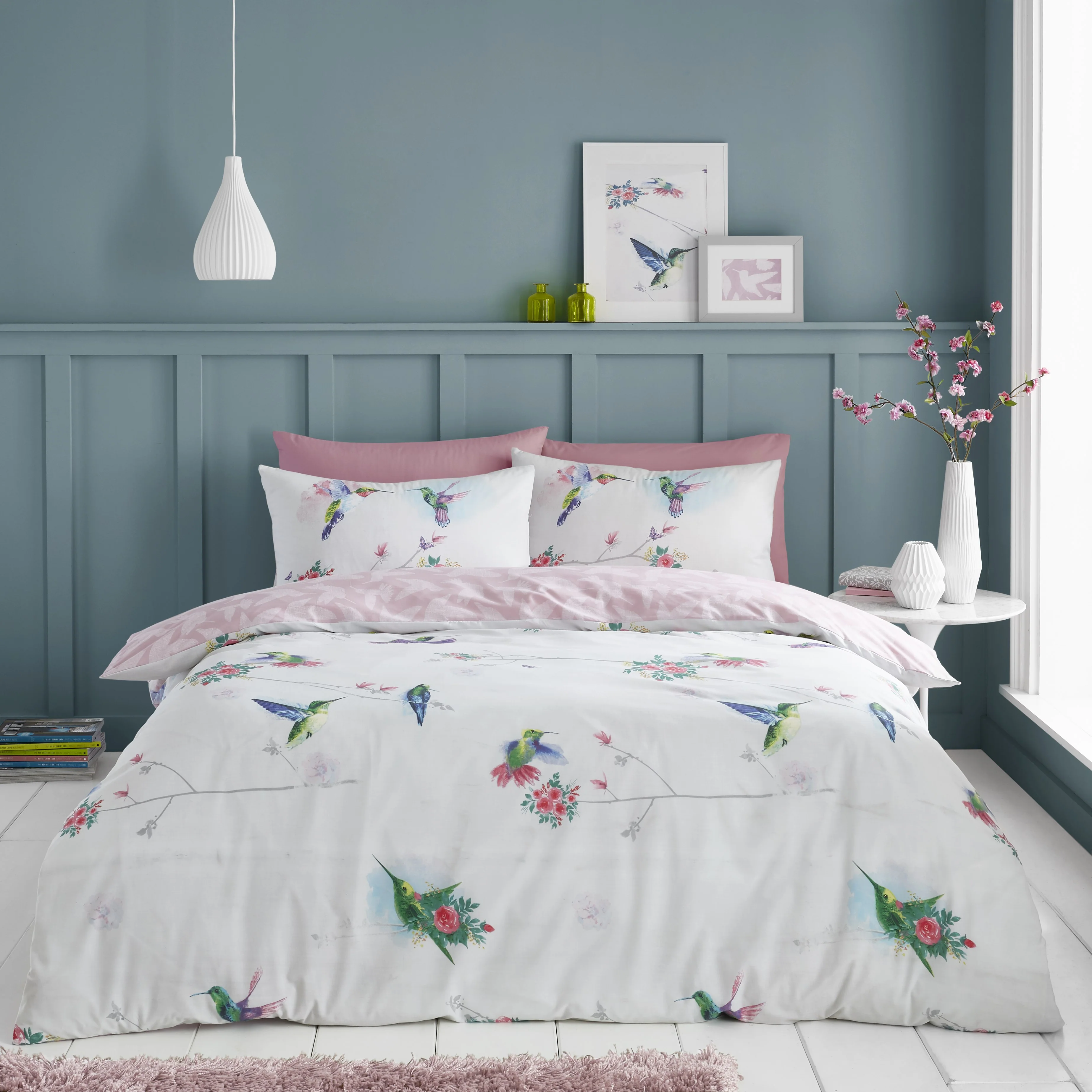 Hummingbird Duvet Set- Blush
