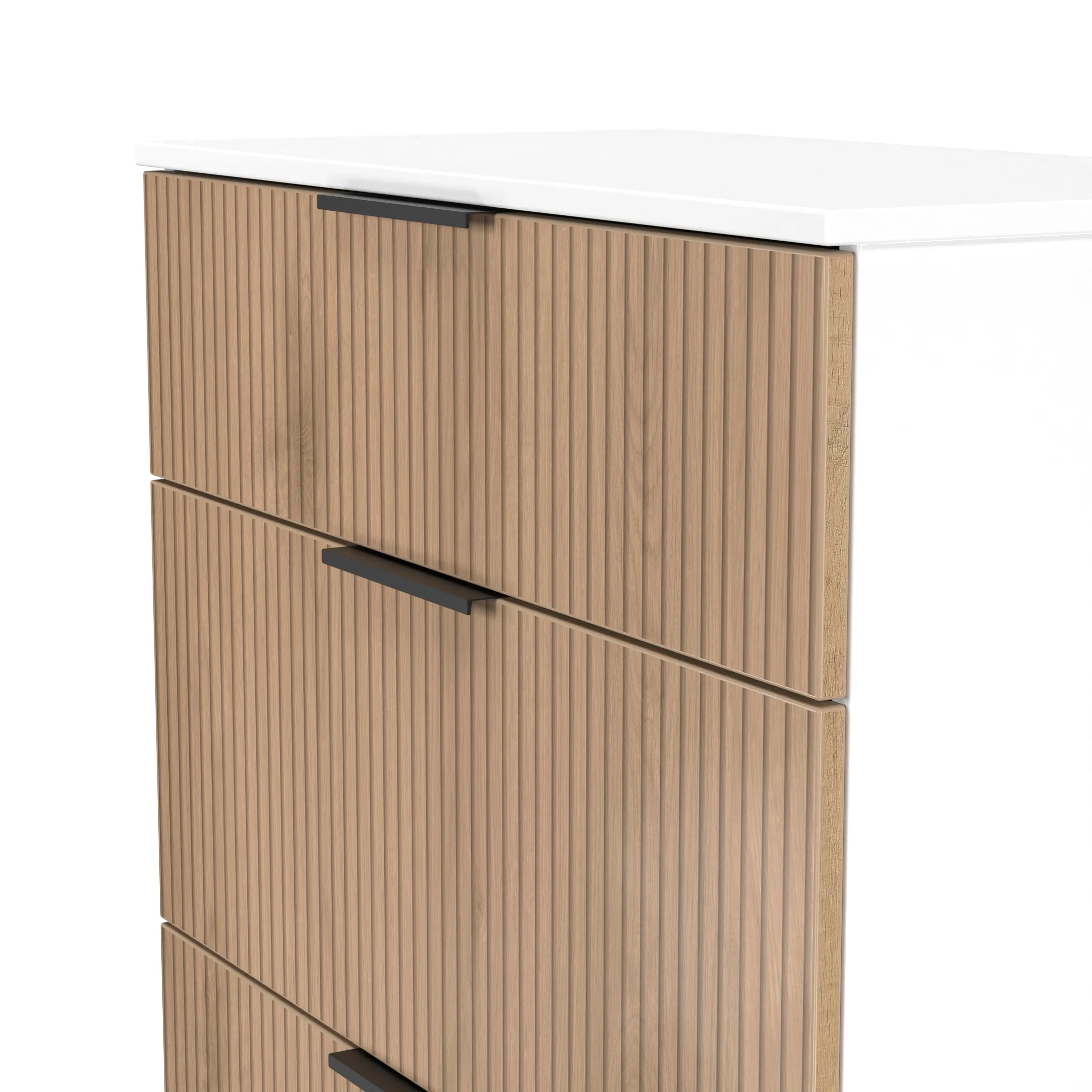Java 3 Drawer Deep Chest in Slatted Effect / White - Ready Assembled - Image 4
