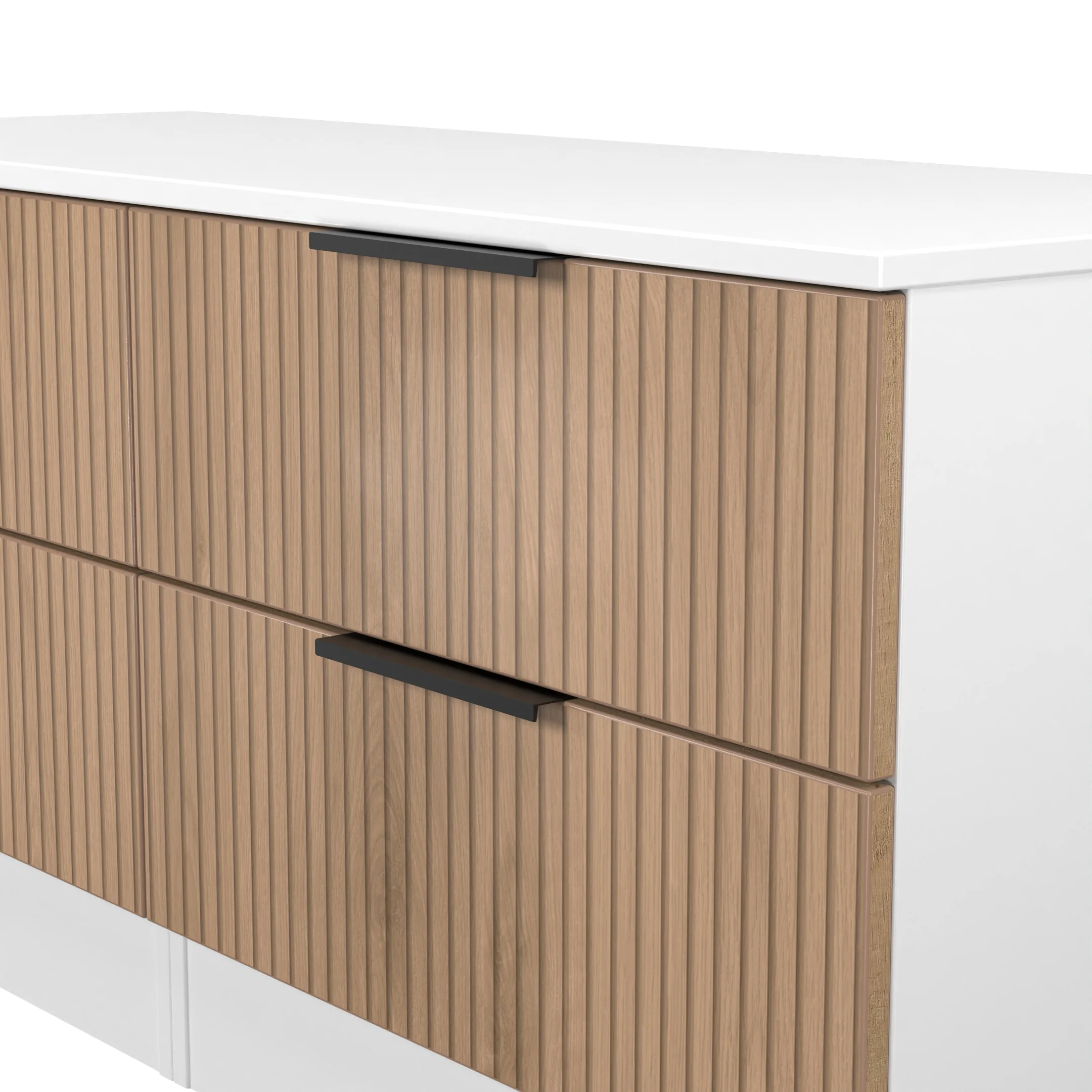 Java 4 Drawer Bed Box in Slatted Effect / White - Ready Assembled - Image 4