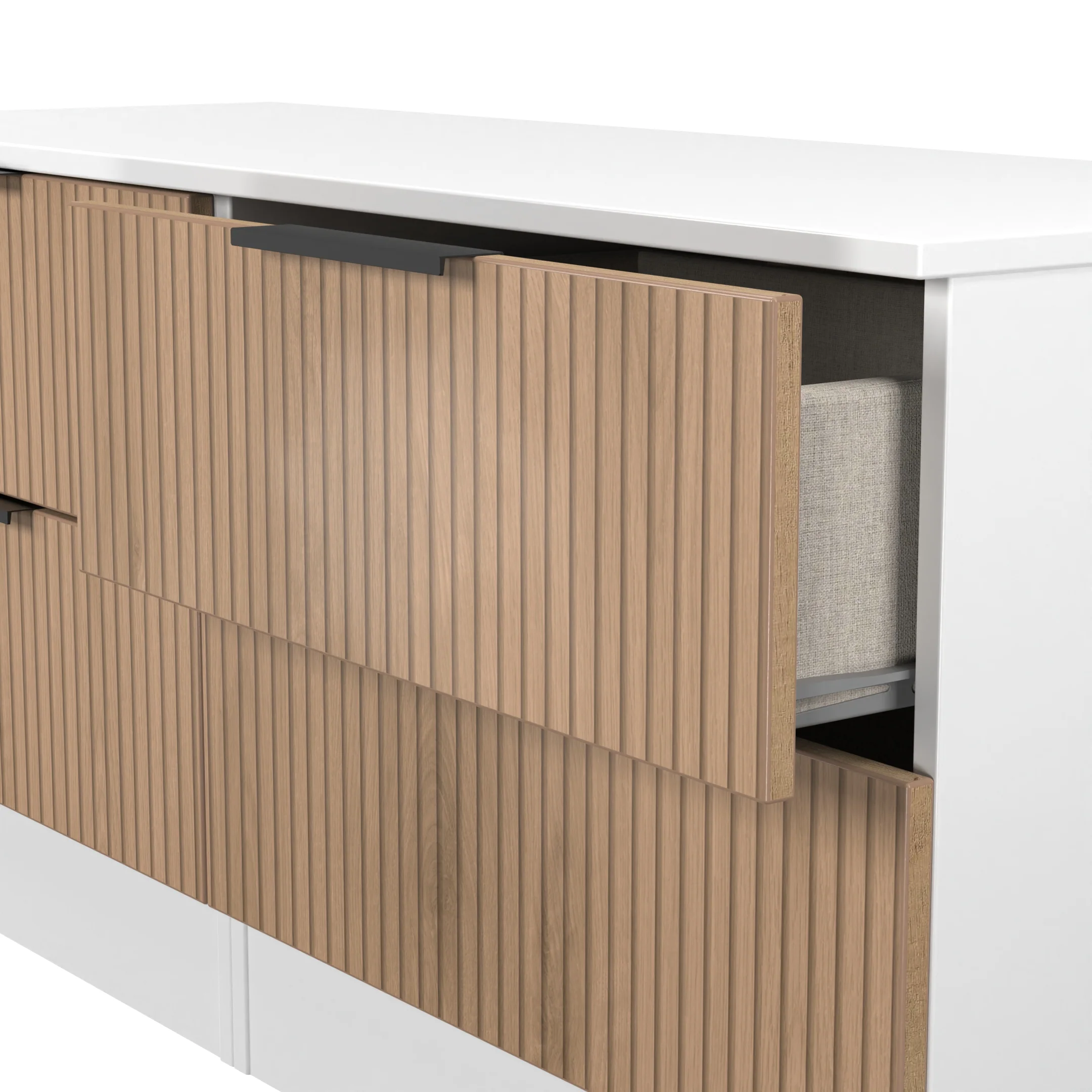Java 4 Drawer Bed Box in Slatted Effect / White - Ready Assembled - Image 5